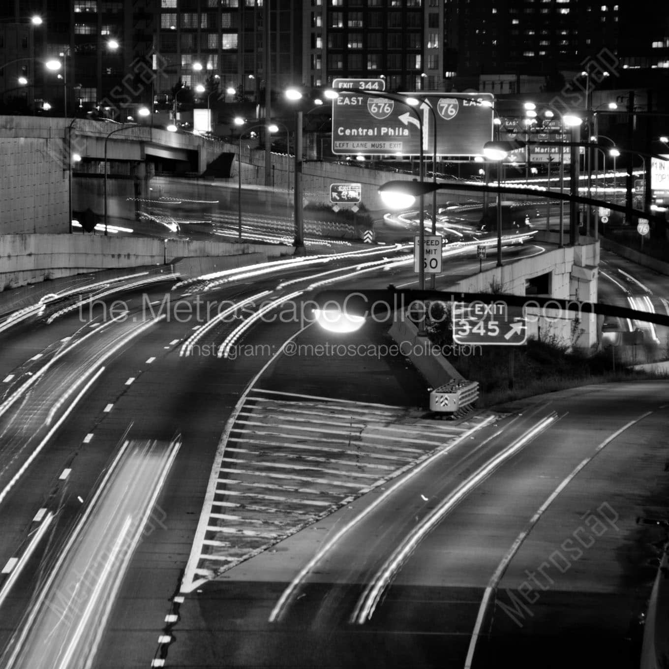 center city central phila exit i76 Black & White Wall Art