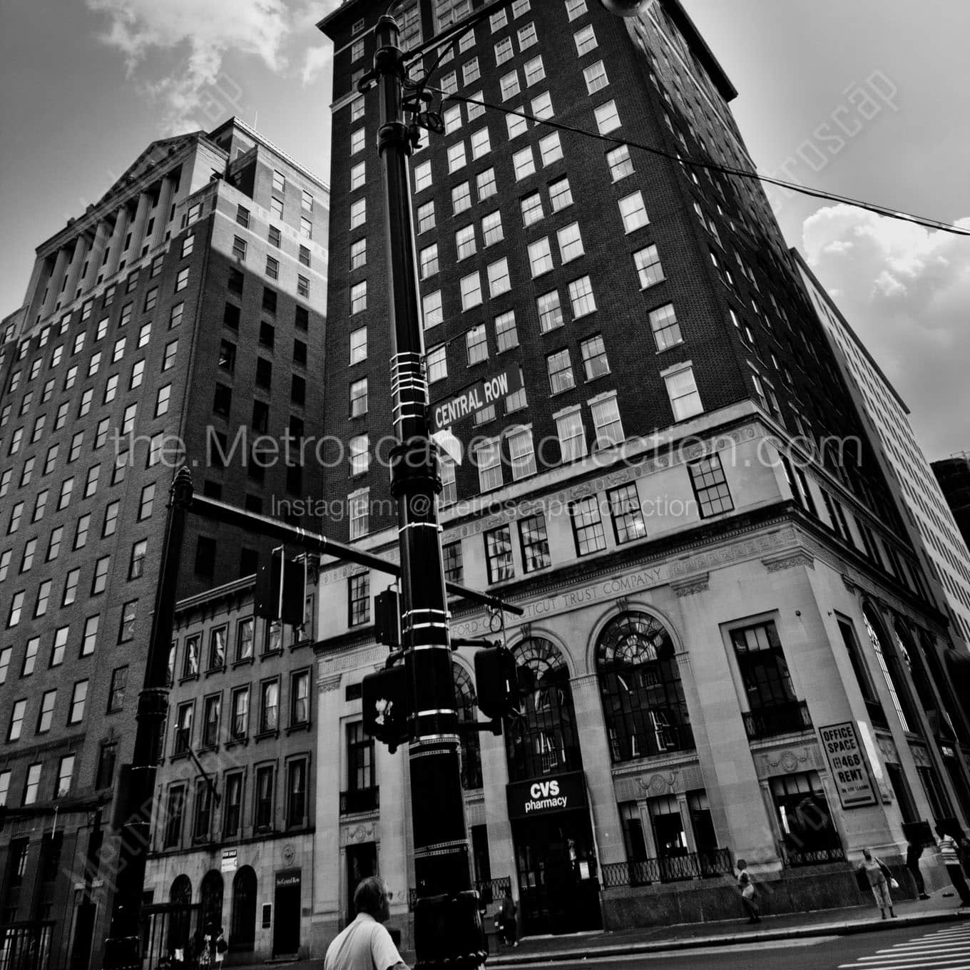 central row downtown hartford connecticut Black & White Wall Art