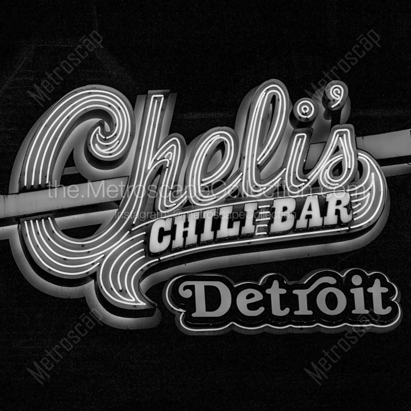 chelis chili bar detroit Black & White Wall Art