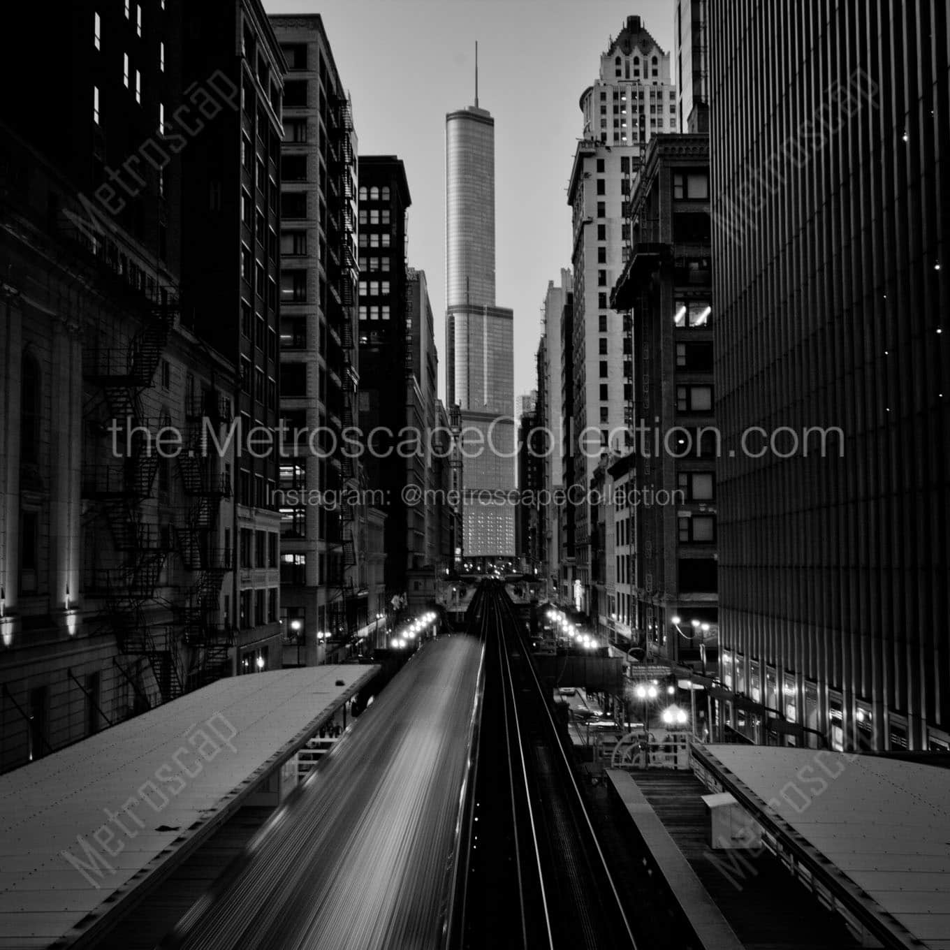 chicago l train trump tower Black & White Wall Art