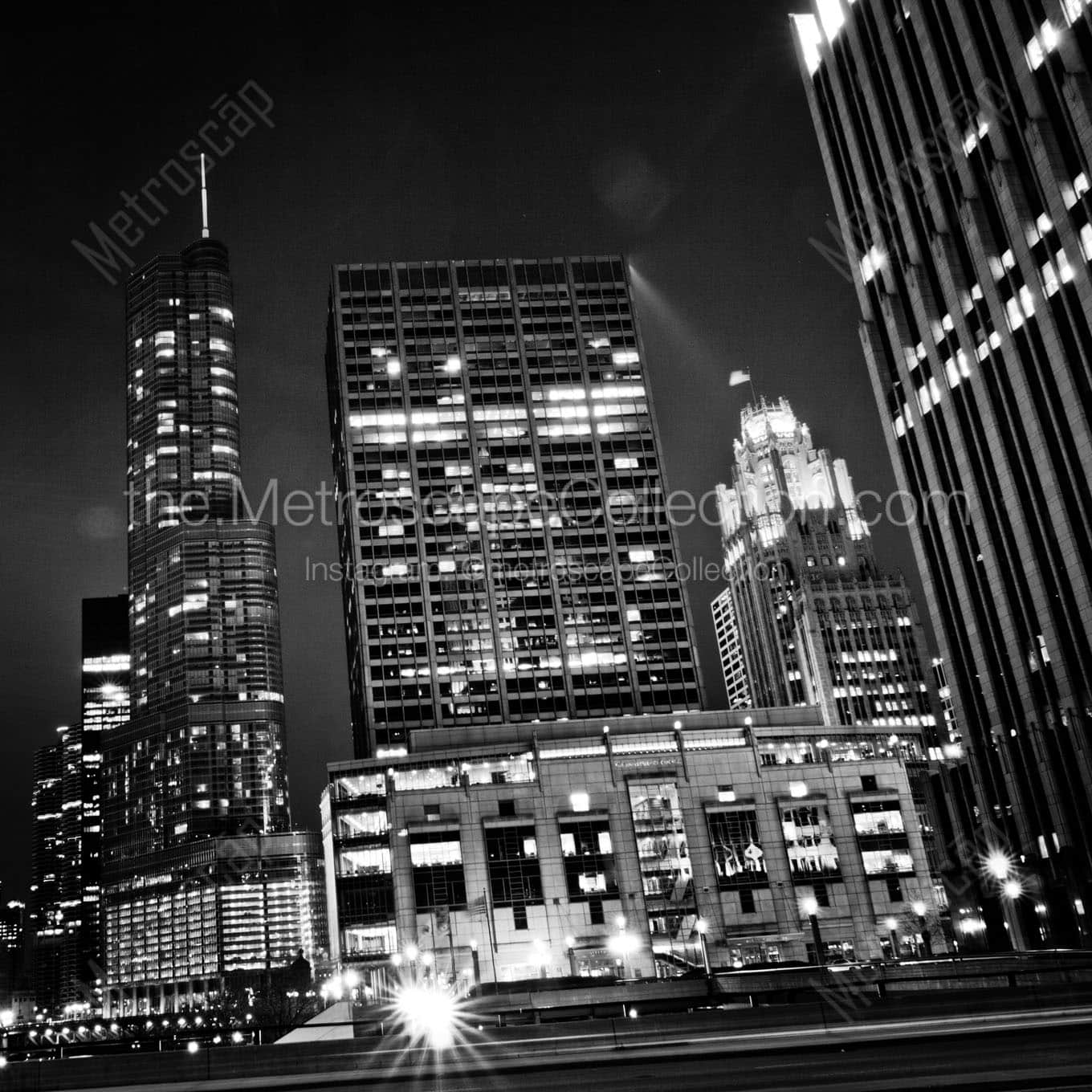 chicago city skyline from university of chicago Black & White Wall Art