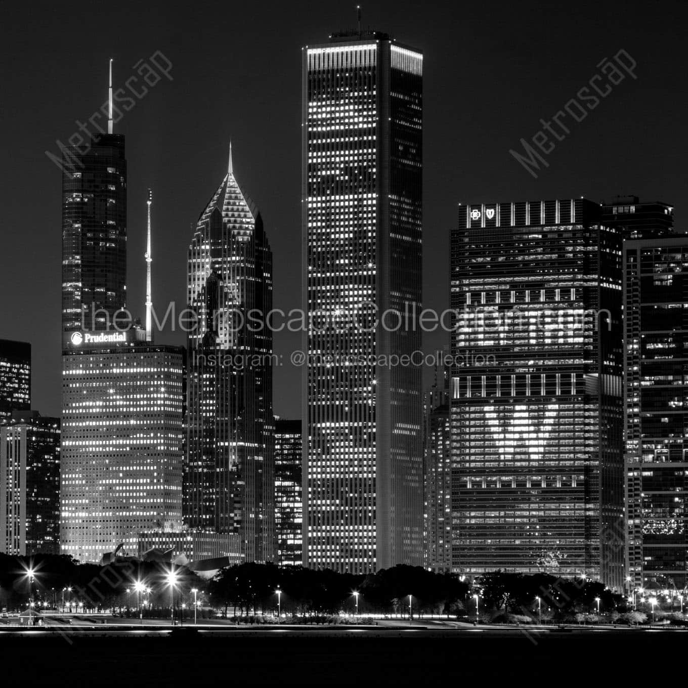 chicago skyline 2016 world series Black & White Wall Art