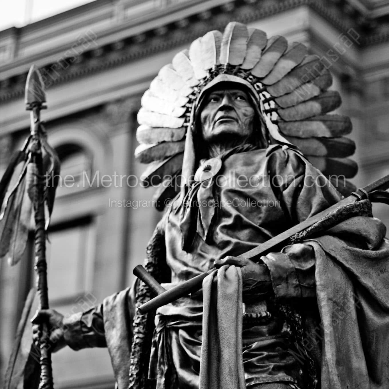 chief washakie statue Black & White Wall Art