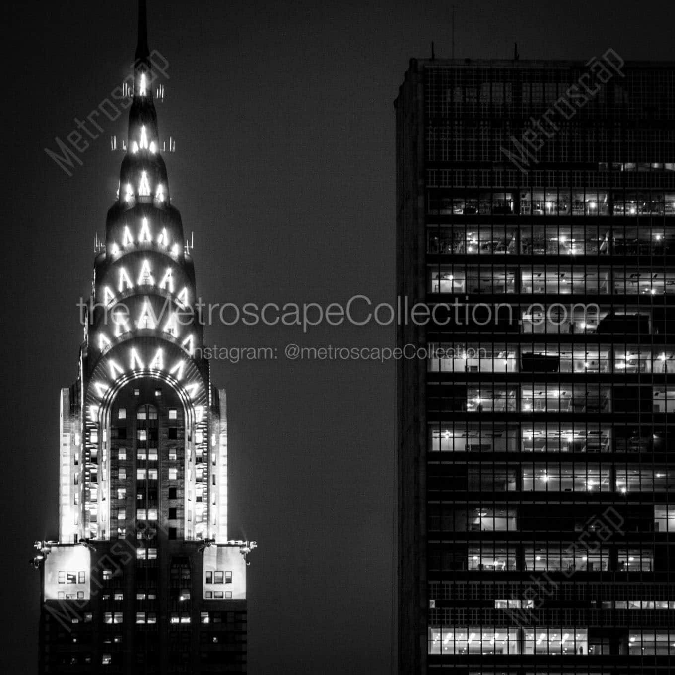 chrysler building art deco top Black & White Wall Art