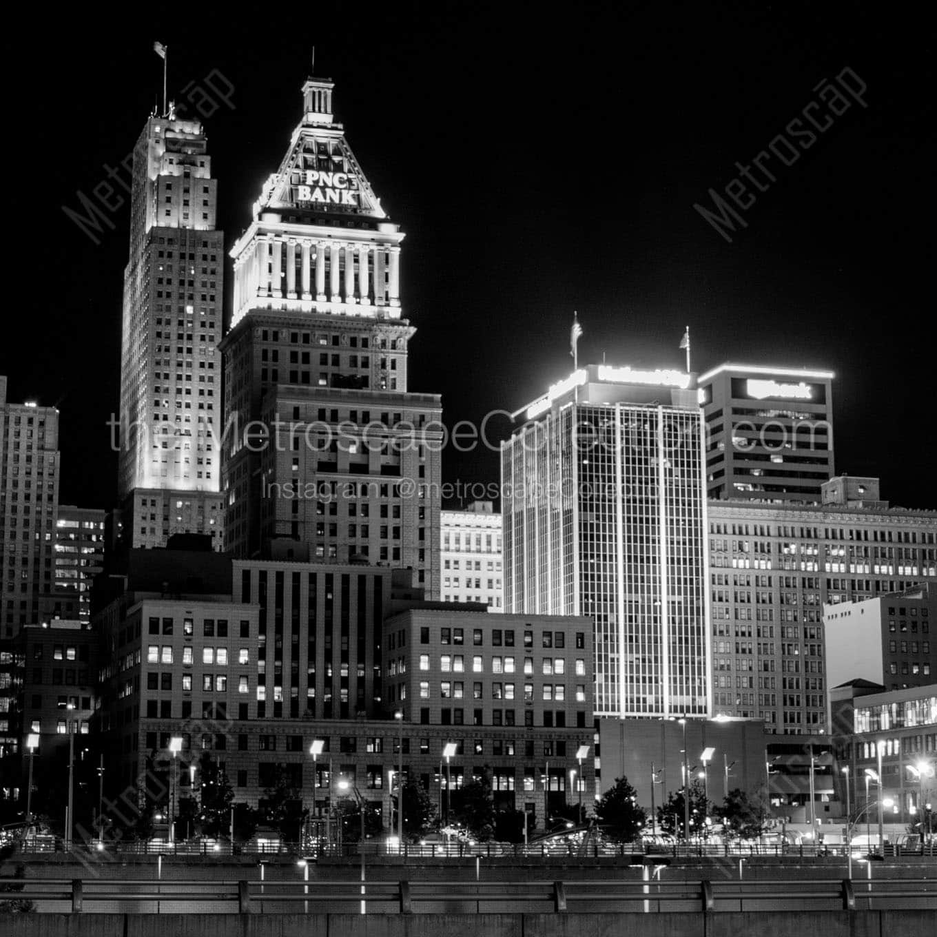 cincinnati skyline paul brown stadium Black & White Wall Art