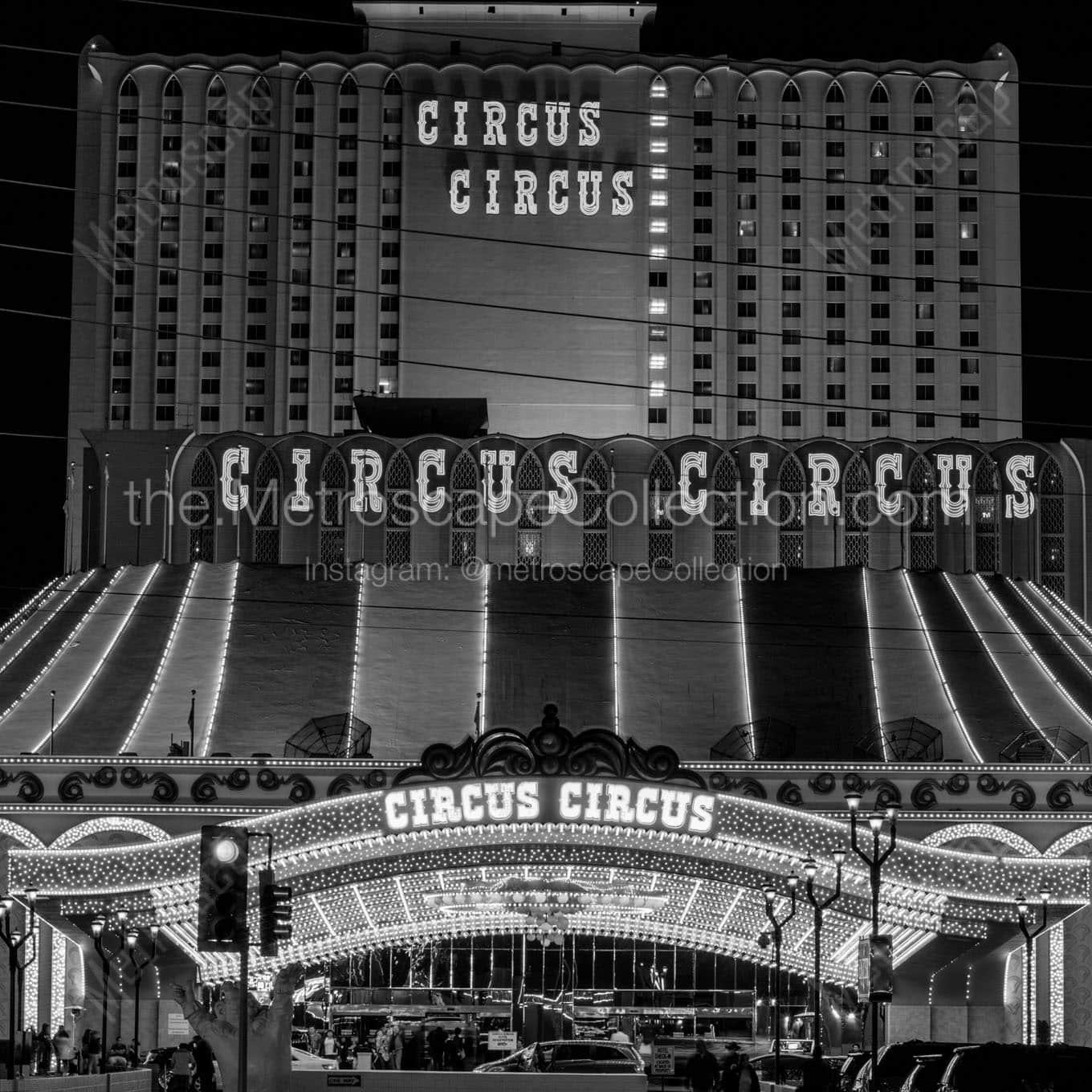 circus circus at night Black & White Wall Art