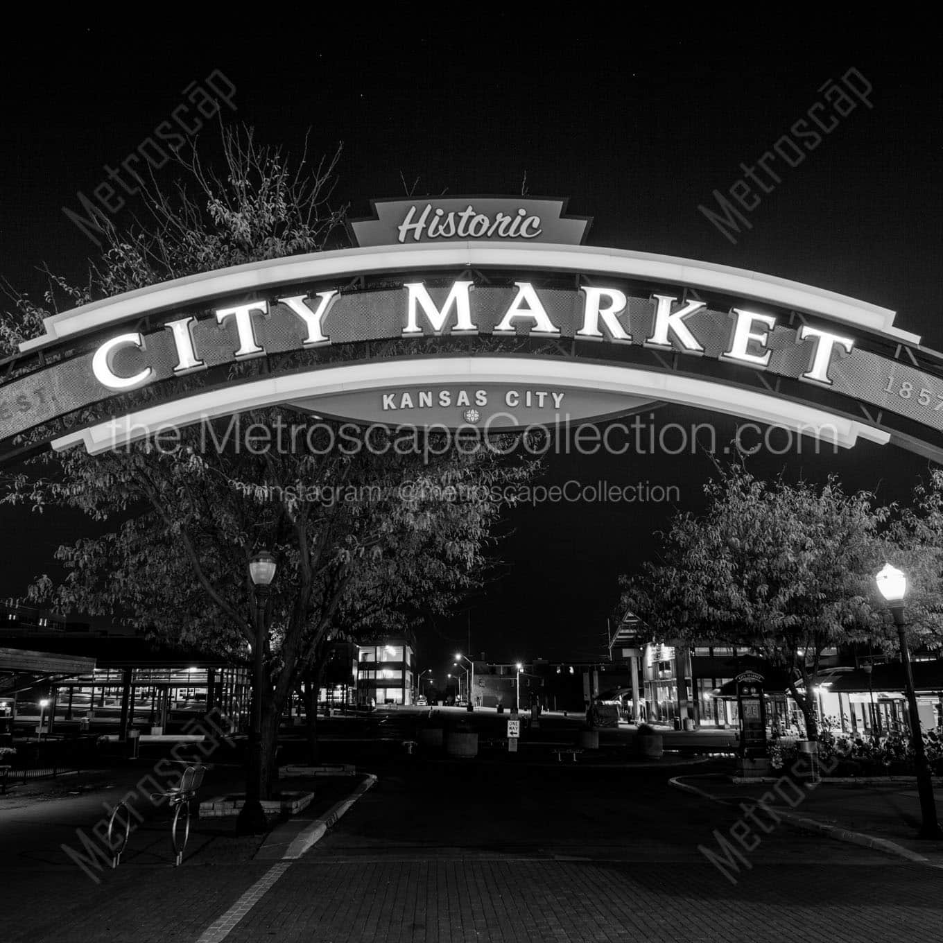 city market sign downtown kc Black & White Wall Art