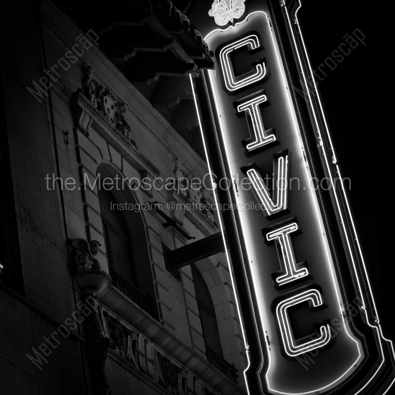 civic theater sign Black & White Wall Art