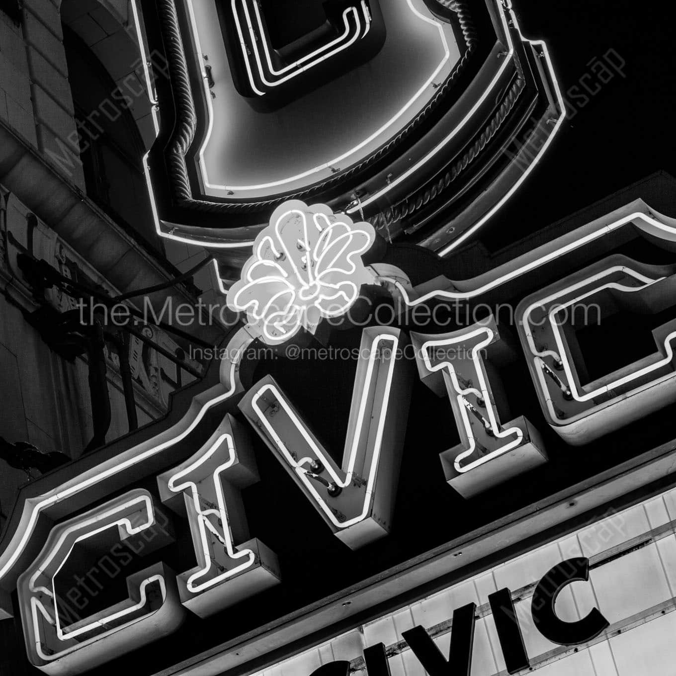 civic theater sign Black & White Wall Art