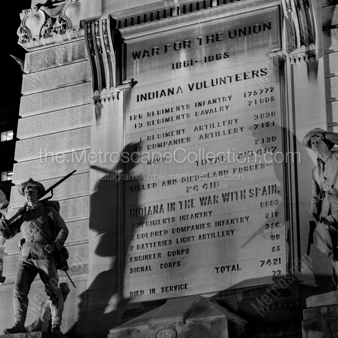 civil war stats soldiers sailors monument Black & White Wall Art