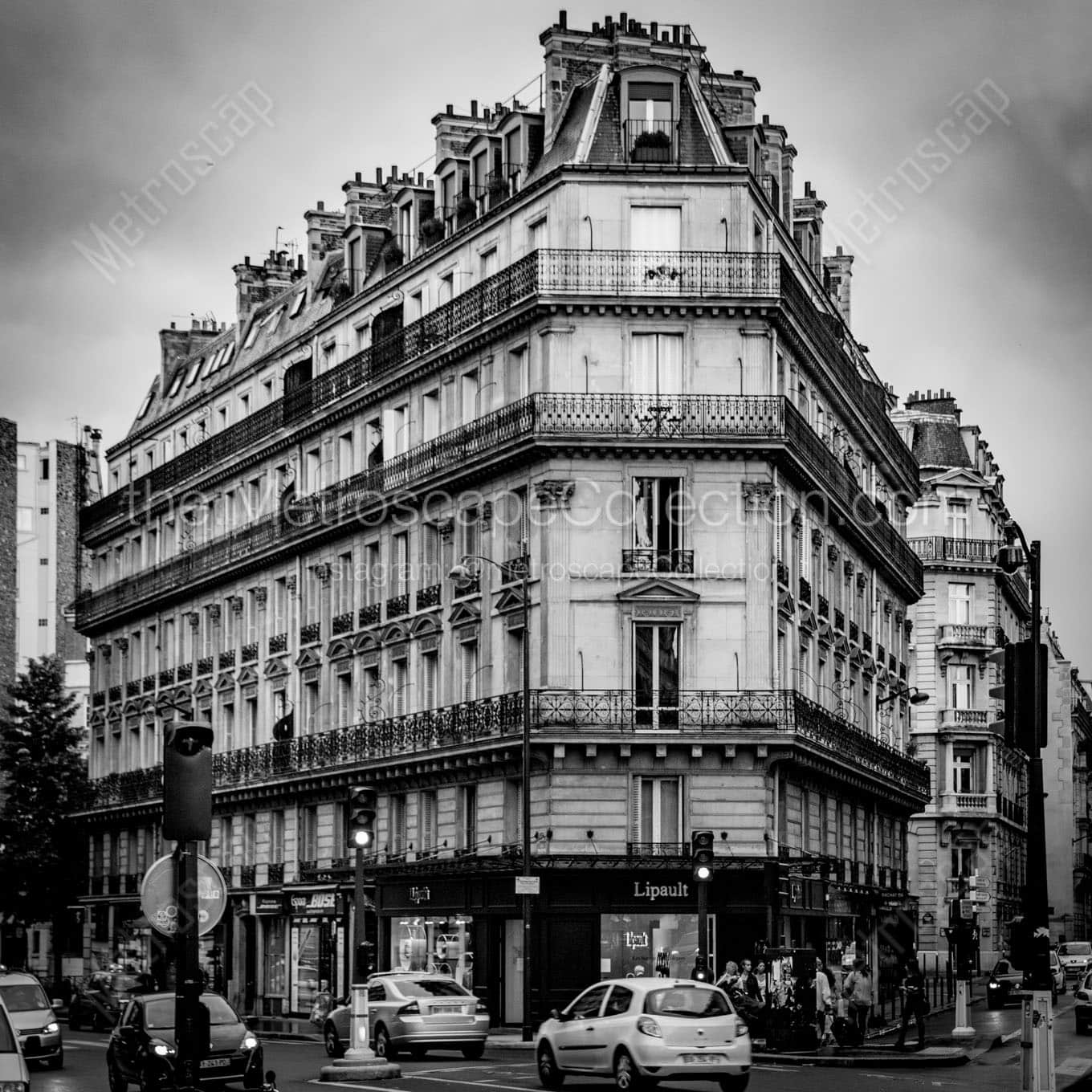 classic paris apartment building Black & White Wall Art