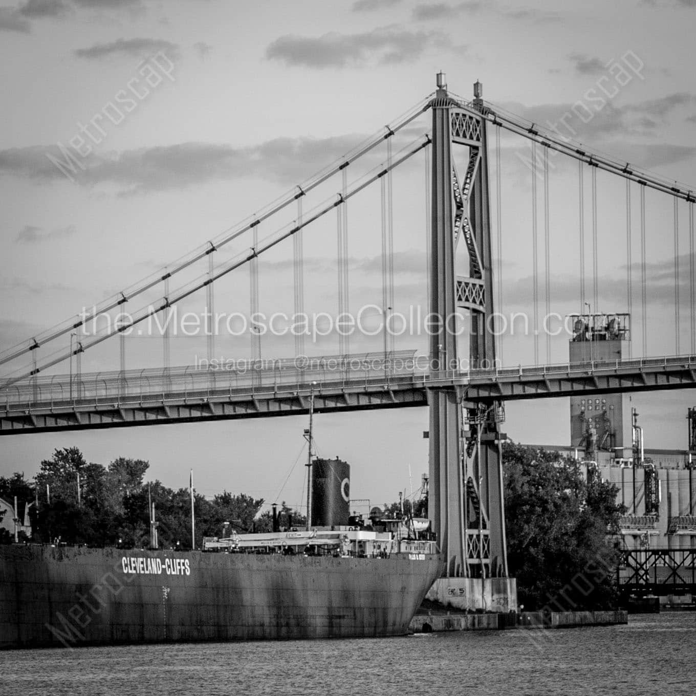 cleveland cliffs barge maumee river Black & White Wall Art