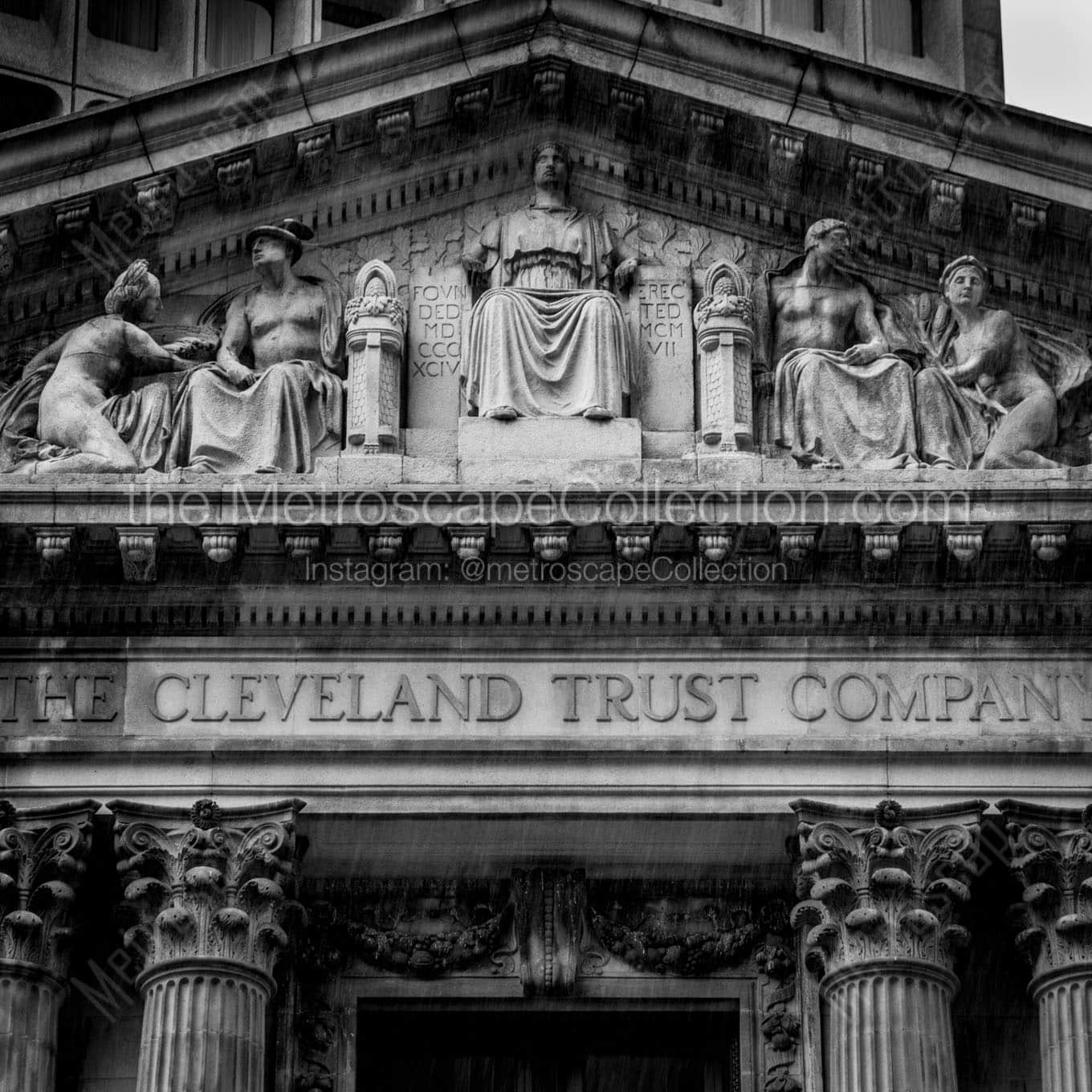 cleveland trust company building Black & White Wall Art