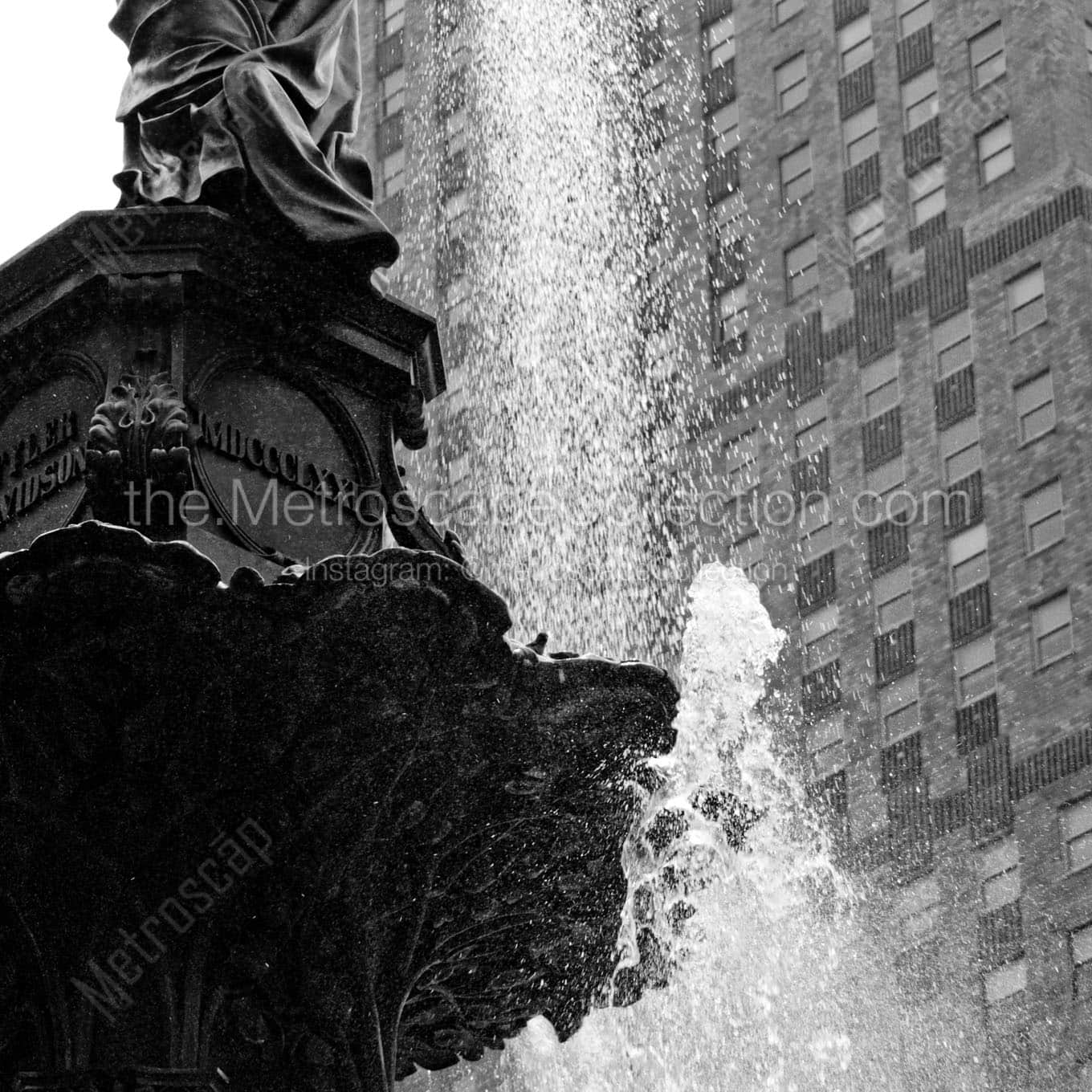 close up fountain square tyler davidson Black & White Wall Art
