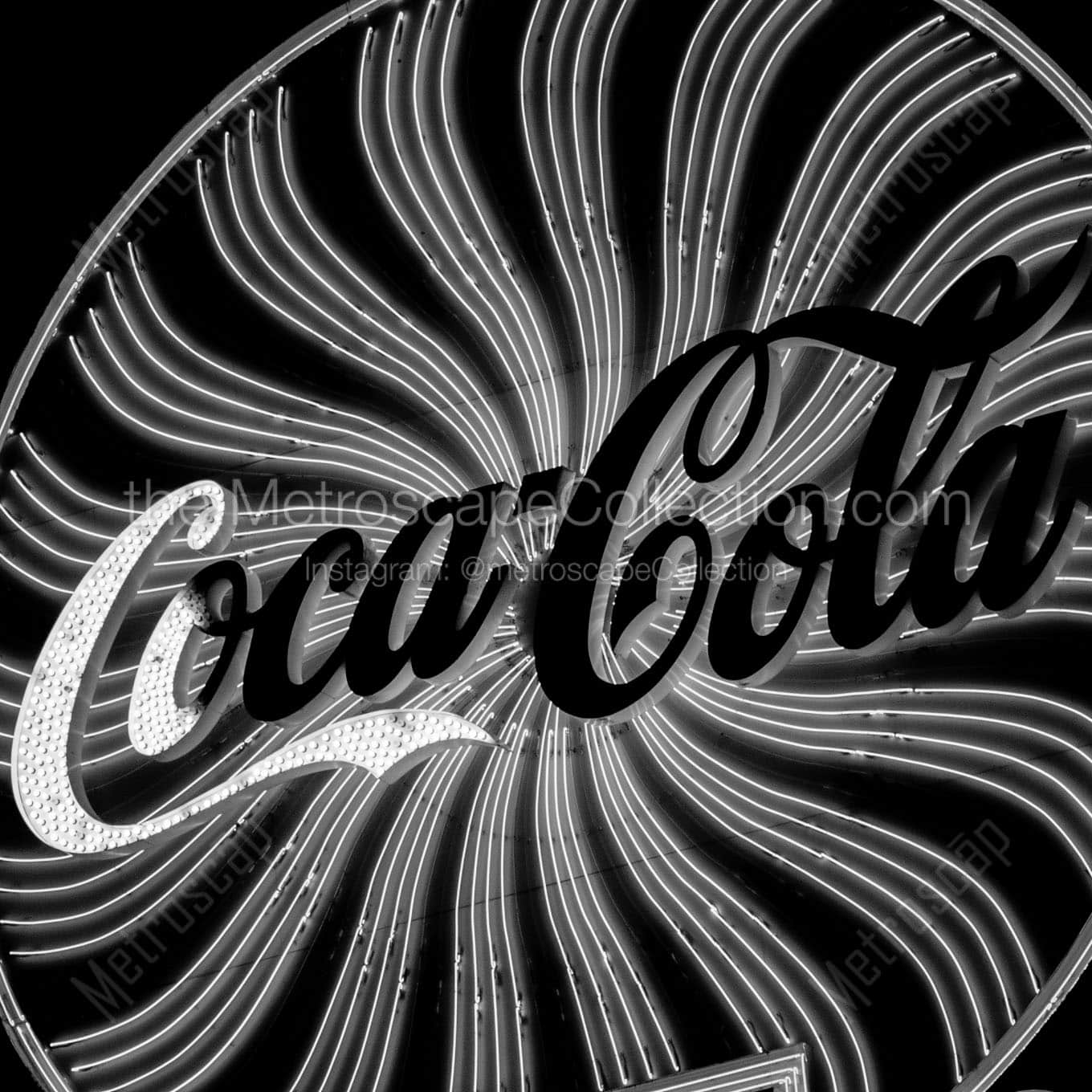 coca cola sign Black & White Wall Art