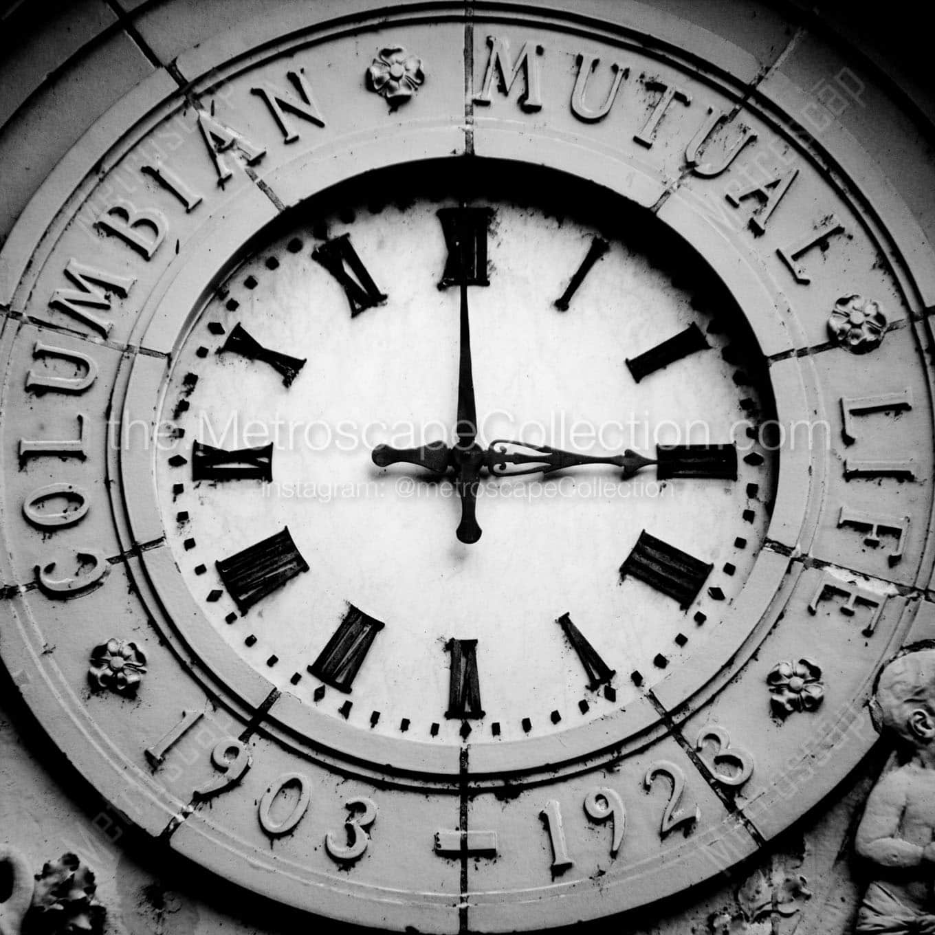 columbia mutual life building clock Black & White Wall Art