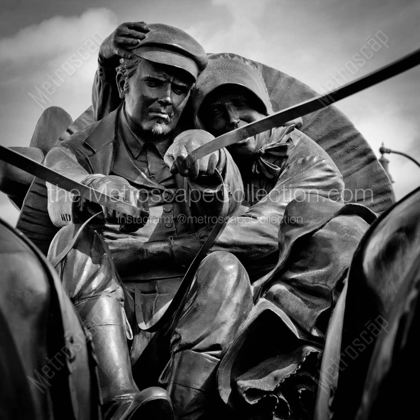 conestoga driver land run statue Black & White Wall Art