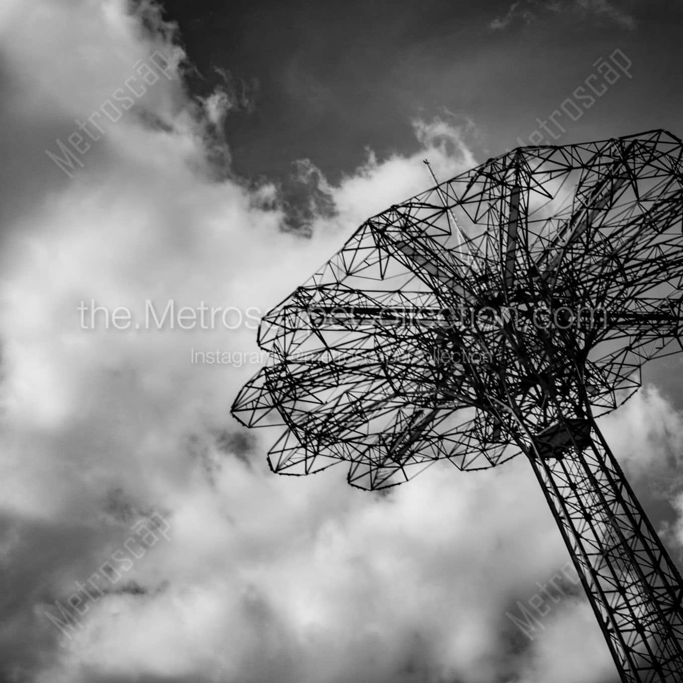 coney island parachute ride Black & White Wall Art