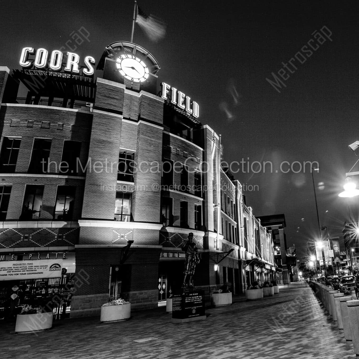 coors field at night Black & White Wall Art