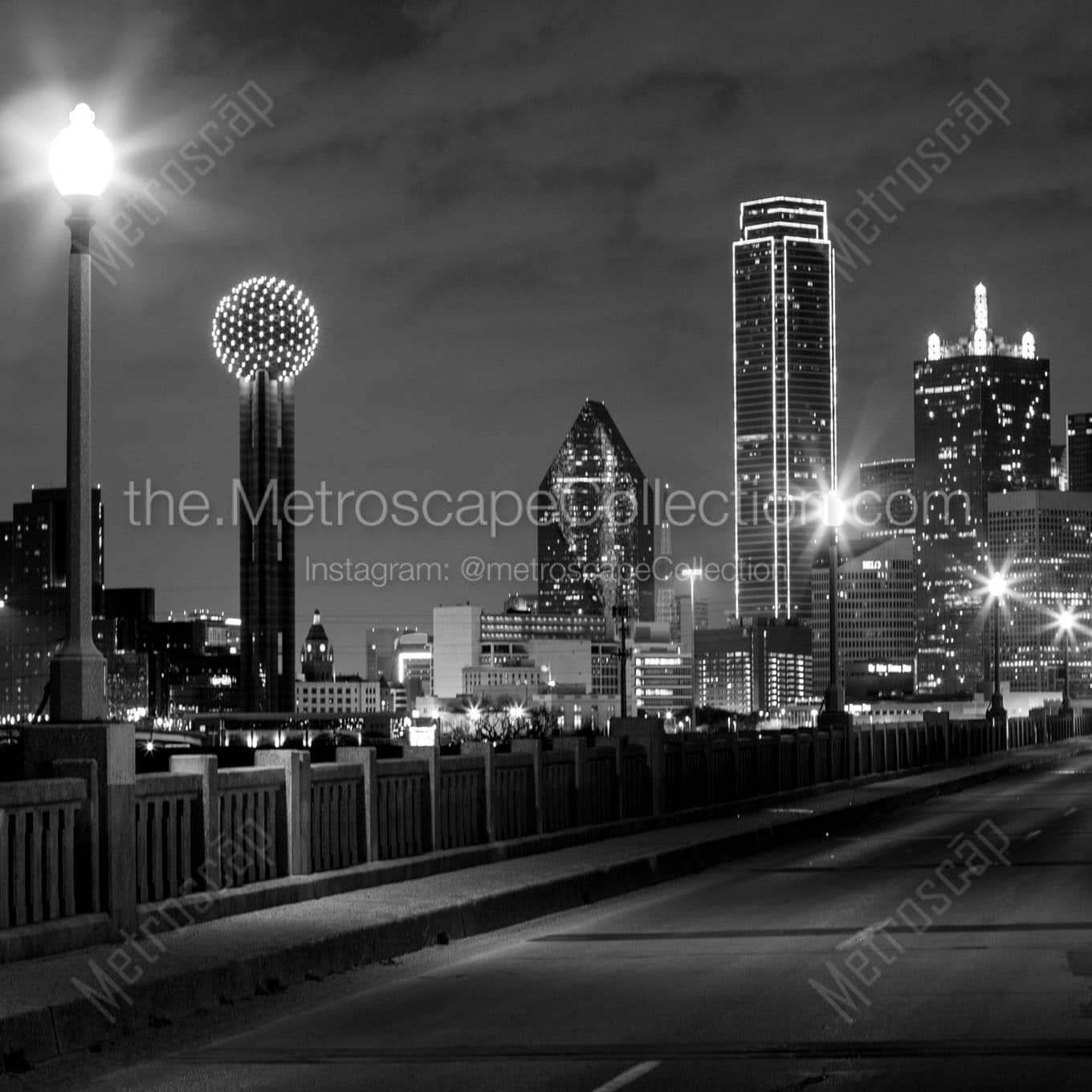 dallas tx skyline Black & White Wall Art