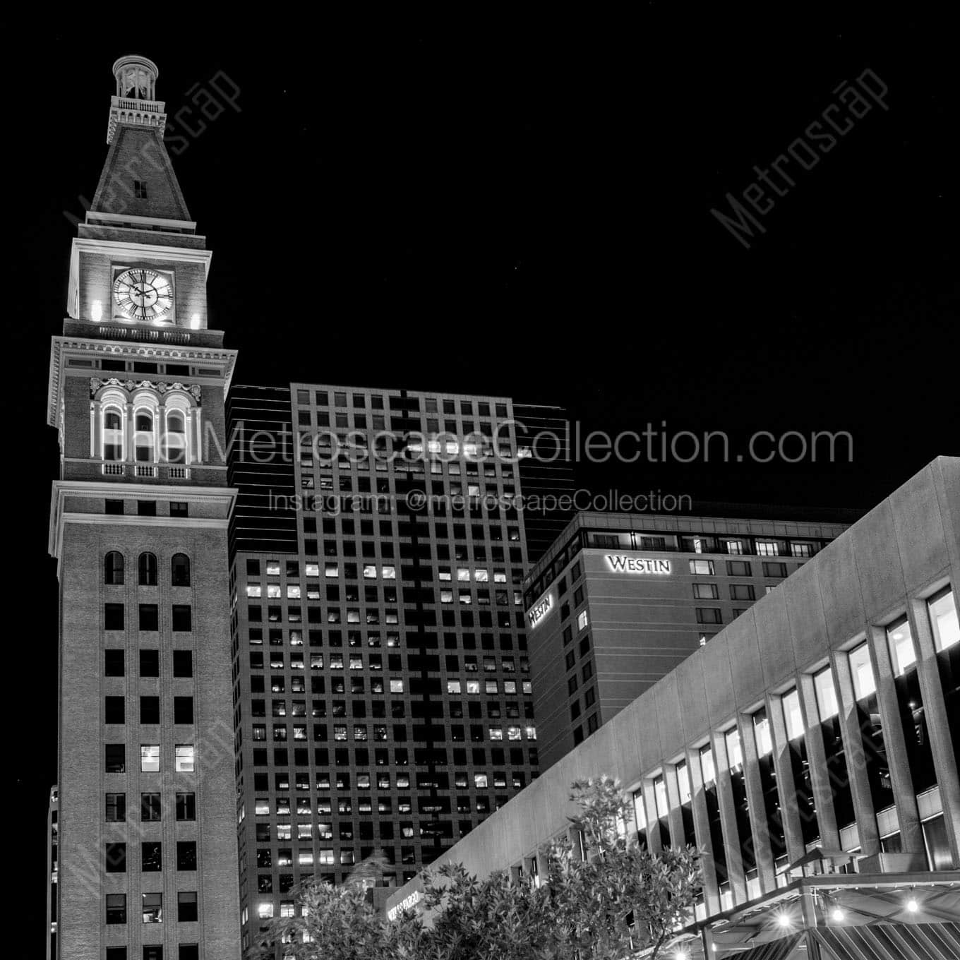 daniels and fisher building at night Black & White Wall Art