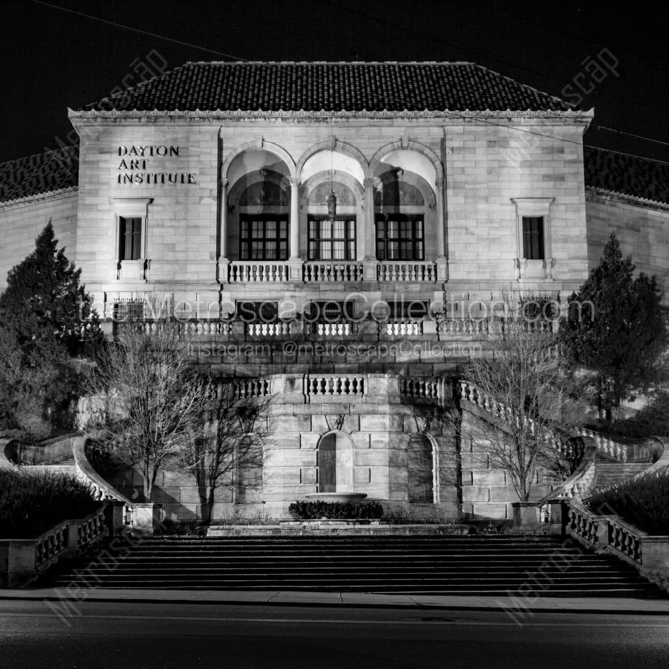 dayton art institute at night Black & White Wall Art