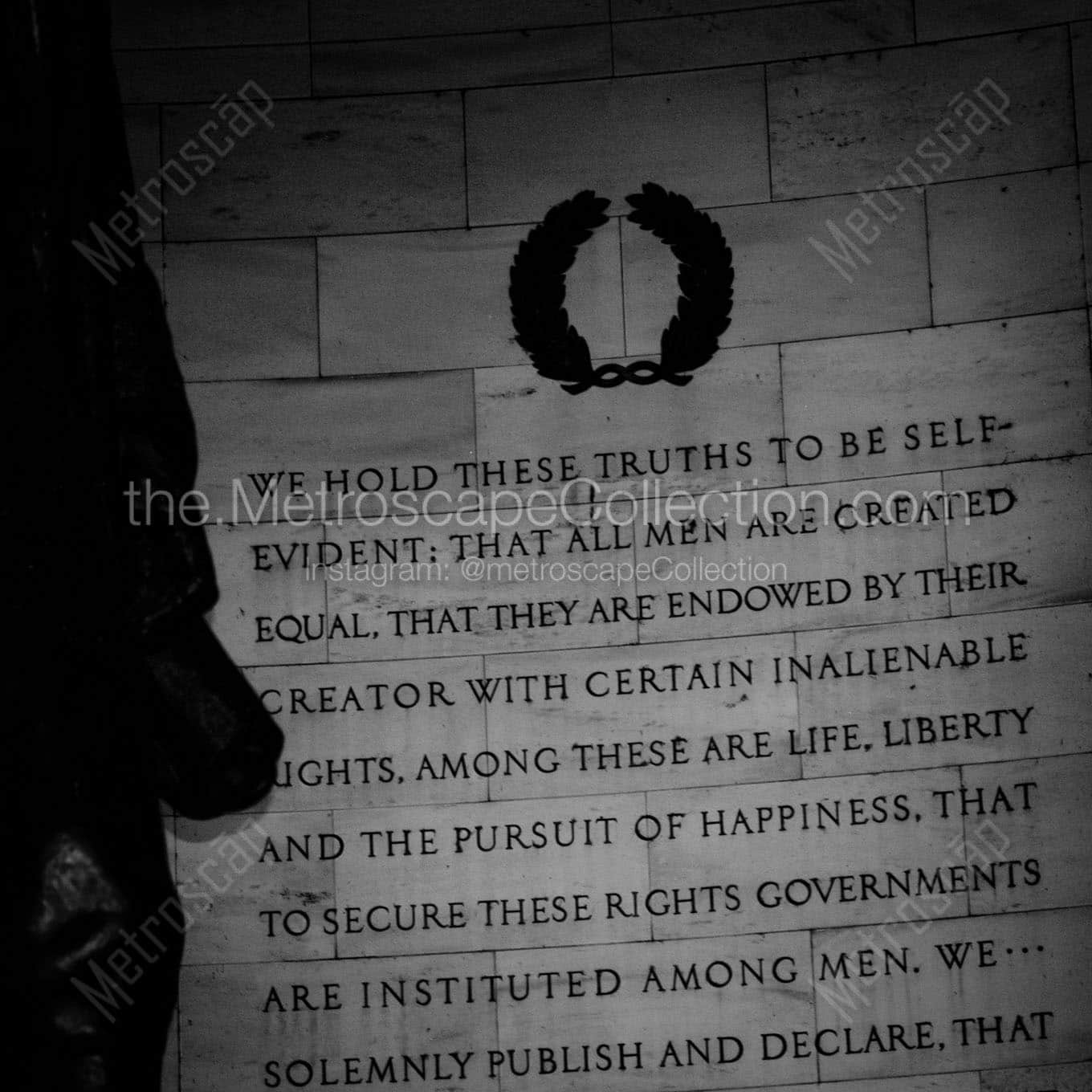 declaration of independence jefferson memorial Black & White Wall Art