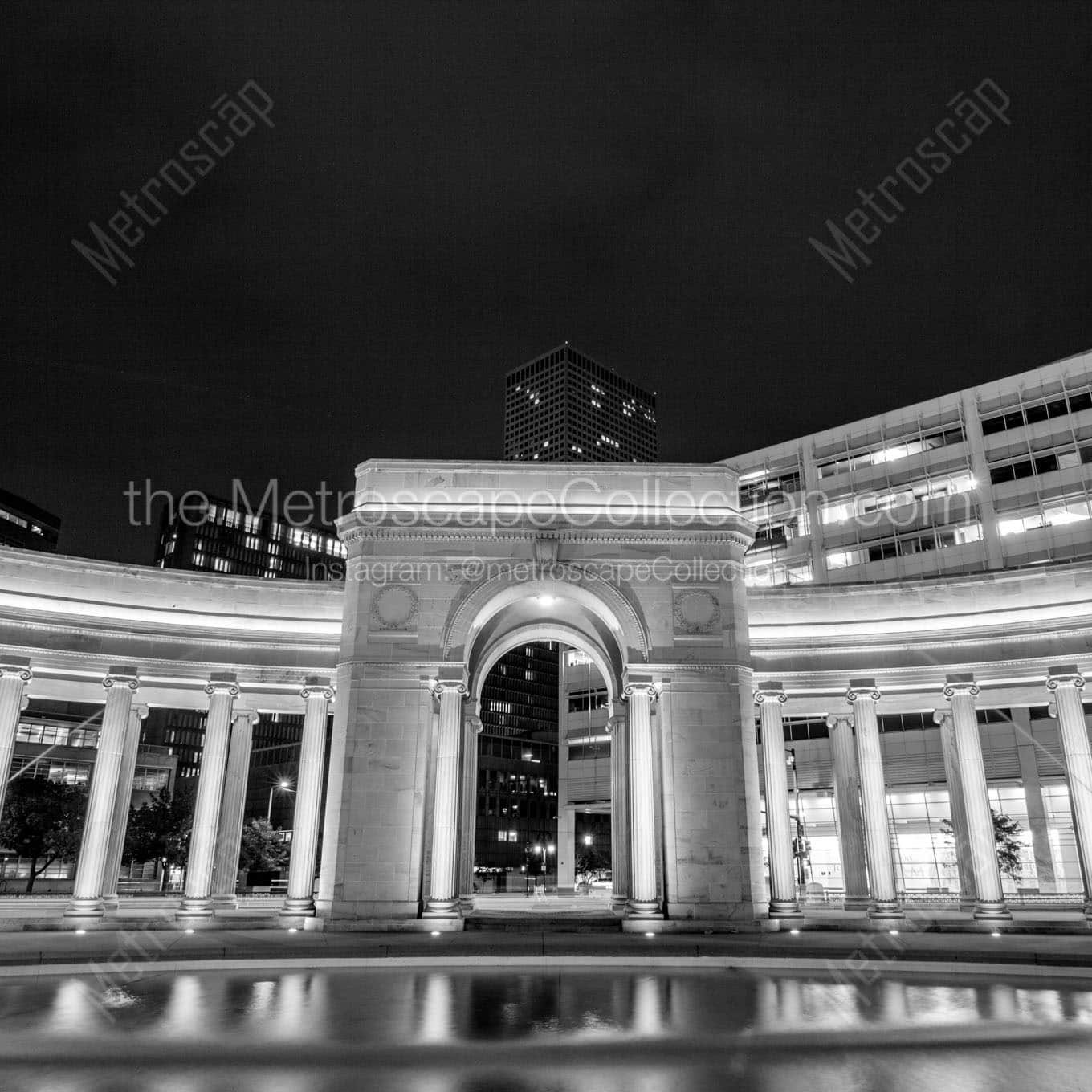 denver civic center arch at night Black & White Wall Art