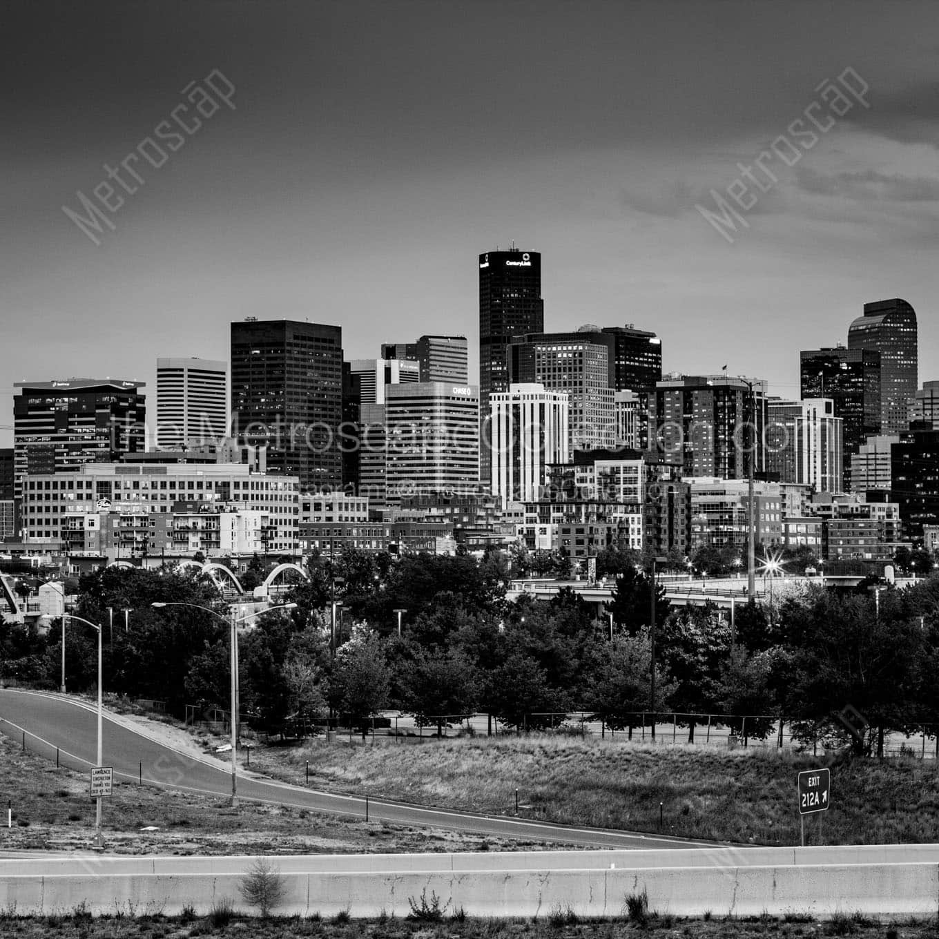 denver colorado skyline i25 Black & White Wall Art