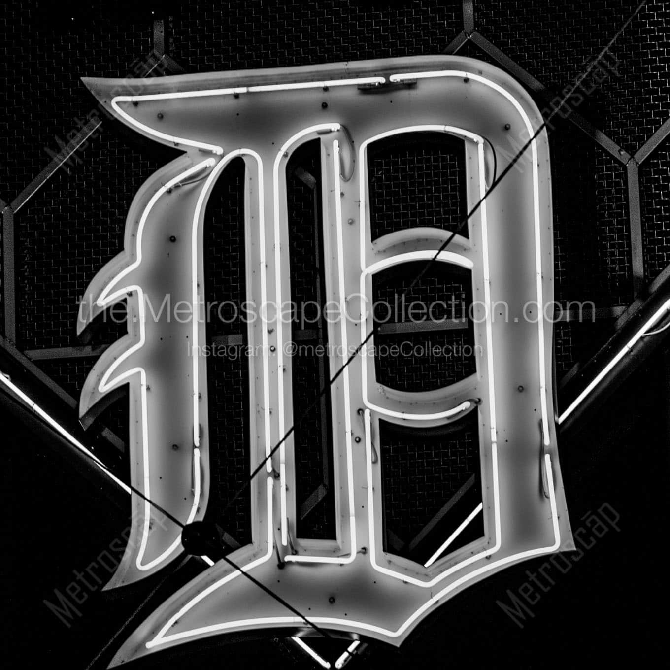 detroit tigers d Black & White Wall Art