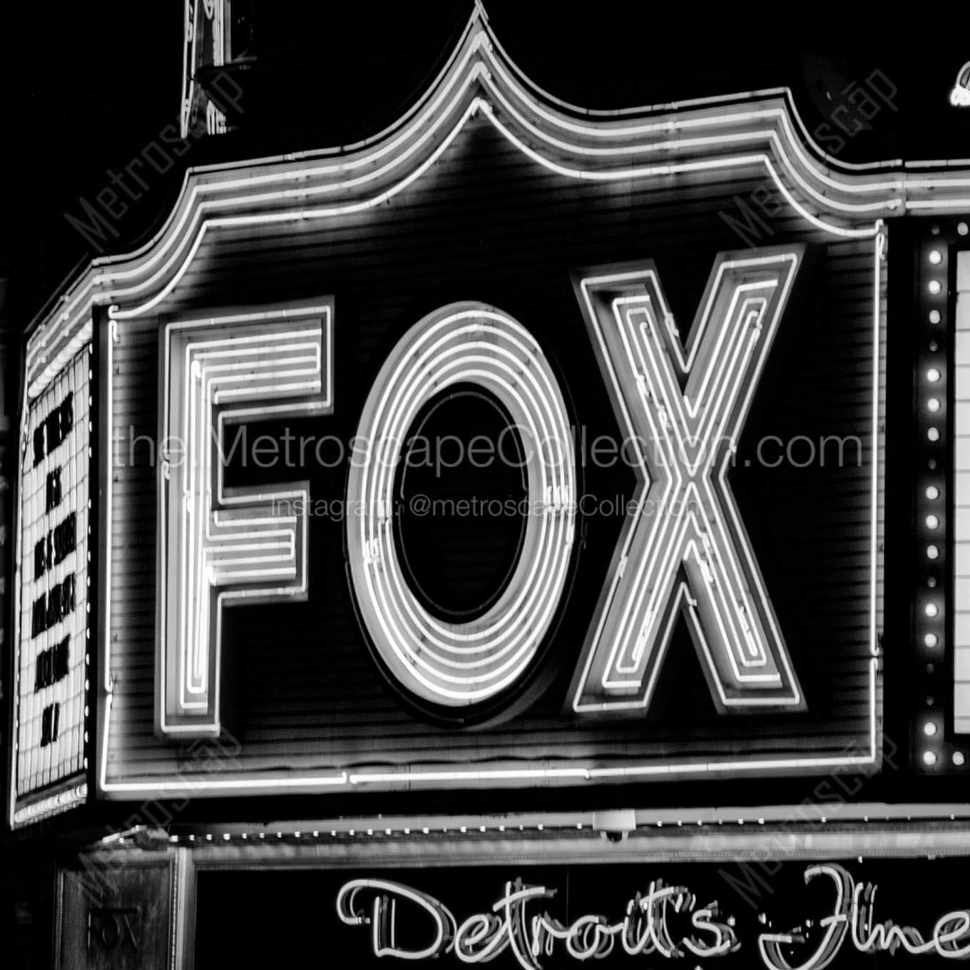 detroits fox theater Black & White Wall Art