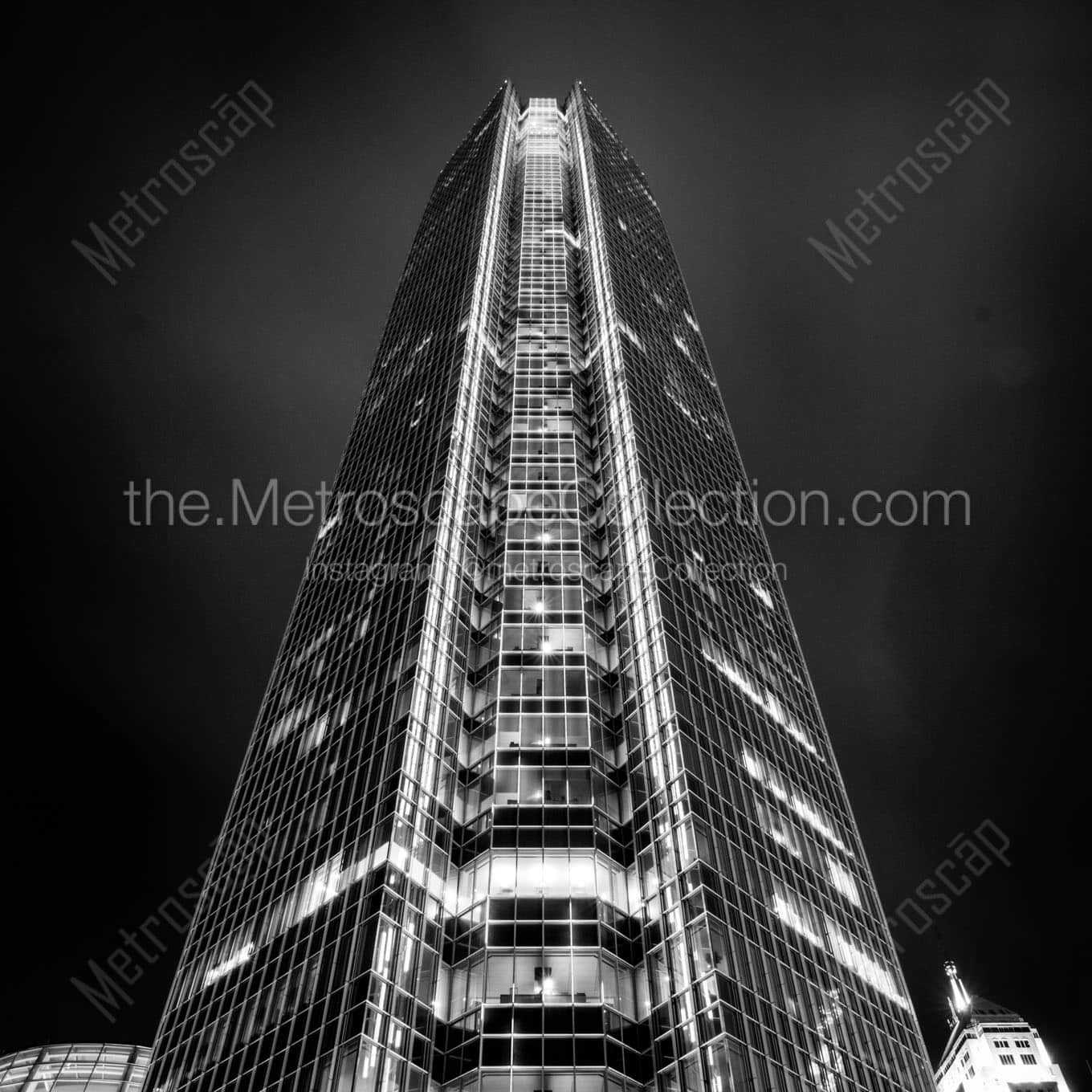 devon energy tower at night Black & White Wall Art