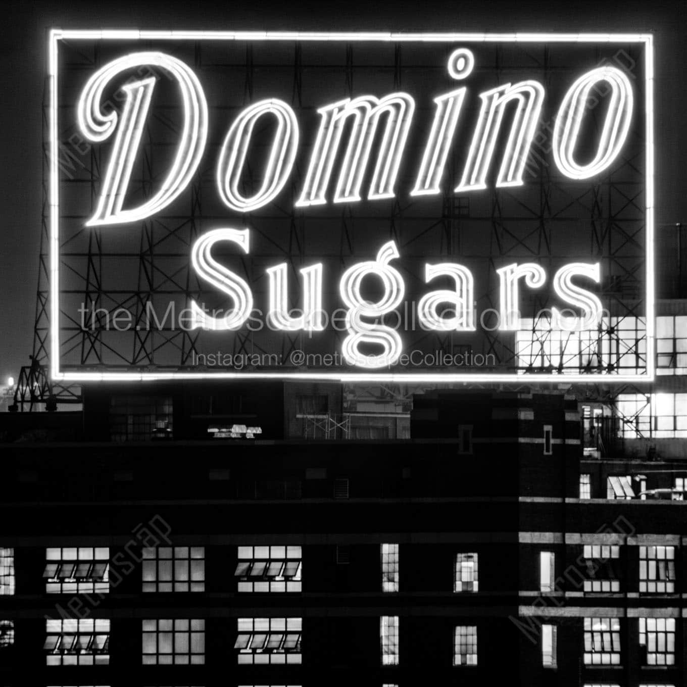 domino sugar sign Black & White Wall Art