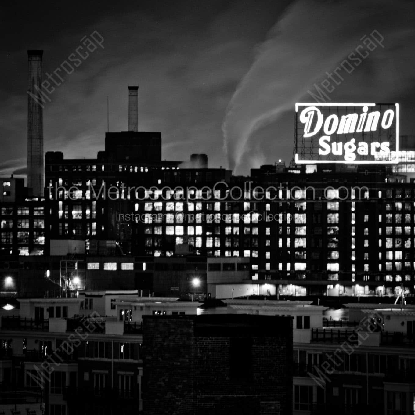domino sugars factory federal hill Black & White Wall Art