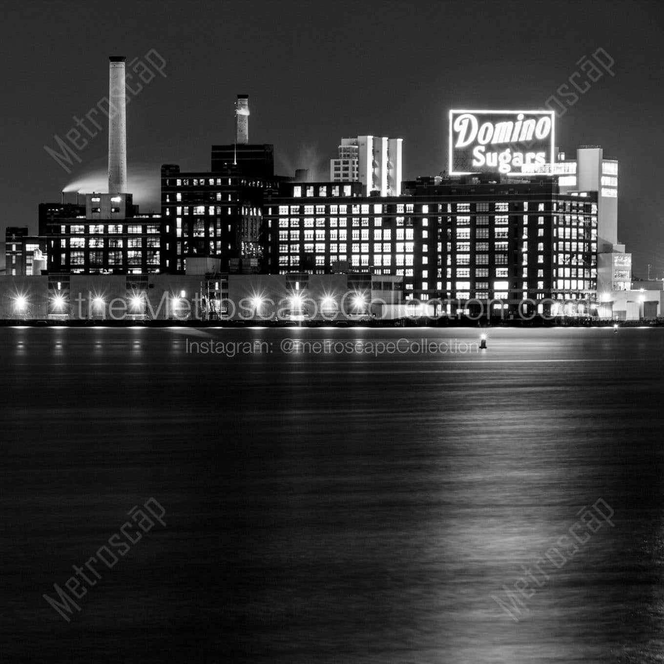 domino sugars plant inner harbor night Black & White Wall Art