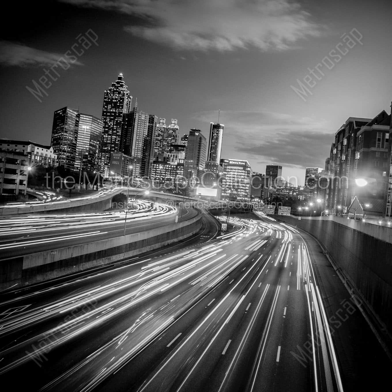 downtown atlanta skyline Black & White Wall Art