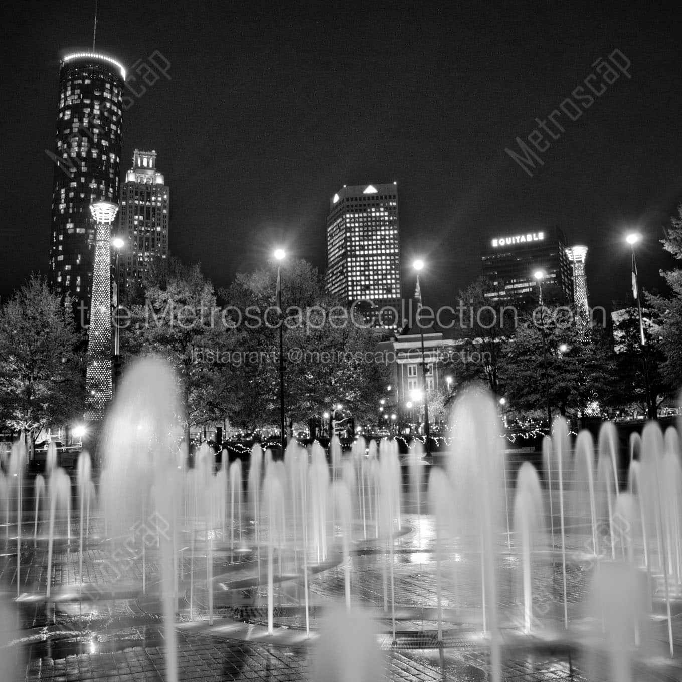 downtown atlanta skyline Black & White Wall Art