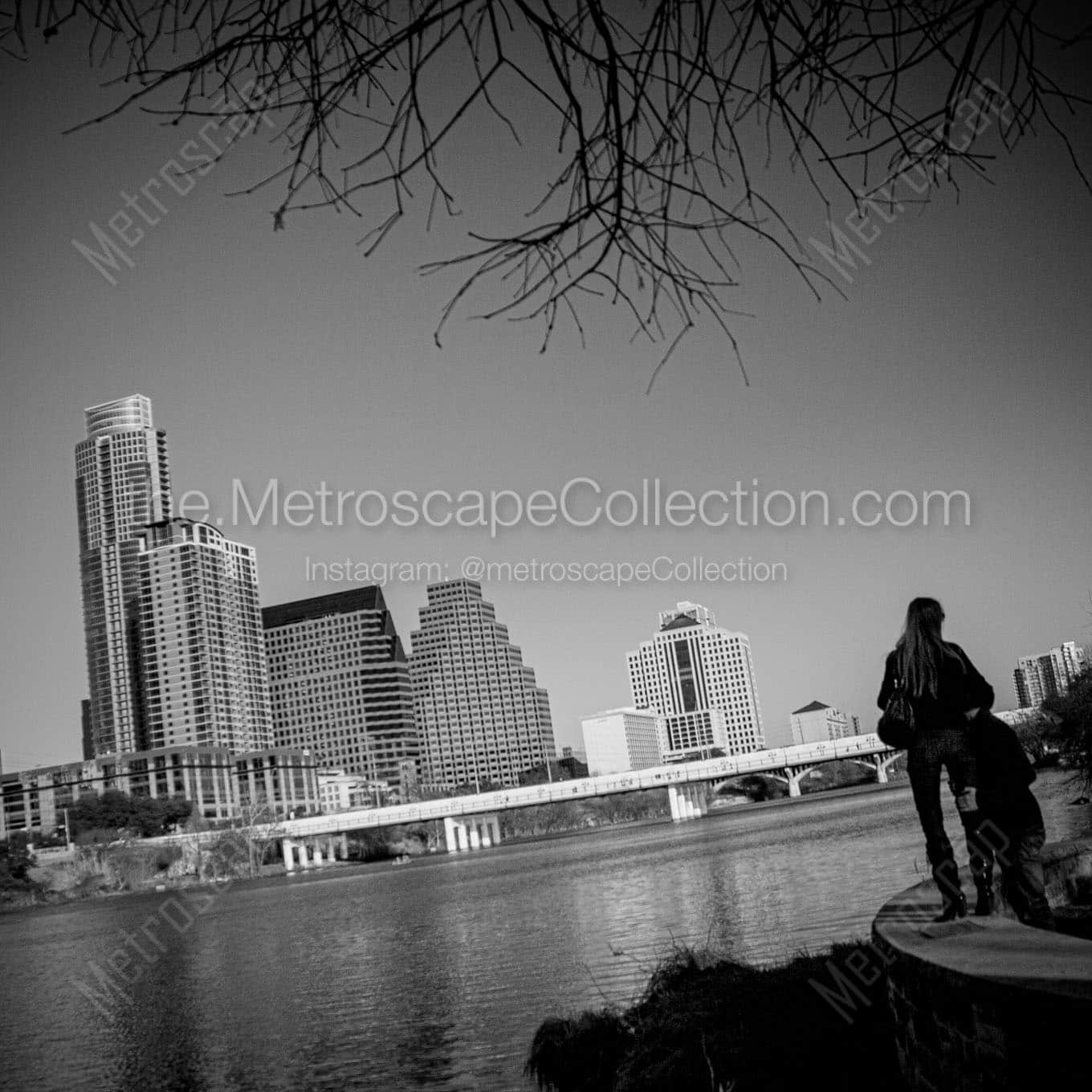 downtown austin texas skyline Black & White Wall Art