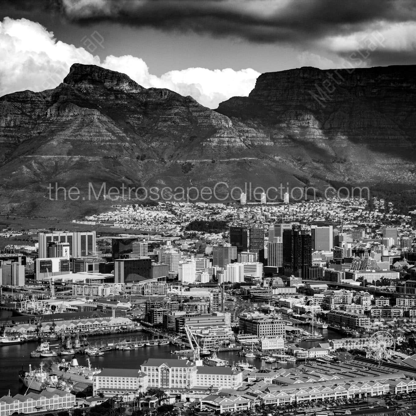 downtown cape town south africa and devils hill Black & White Wall Art