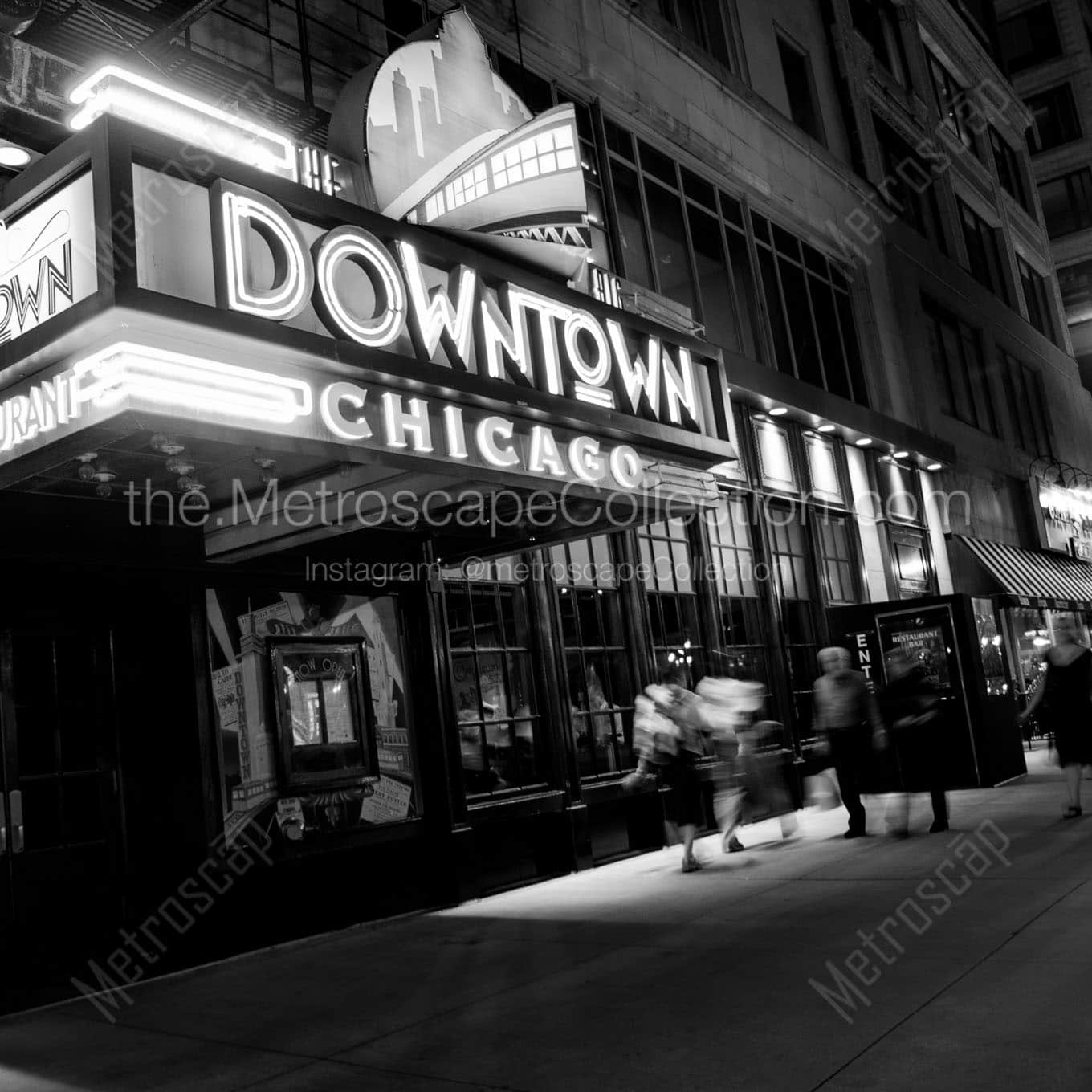 downtown chicago bar Black & White Wall Art