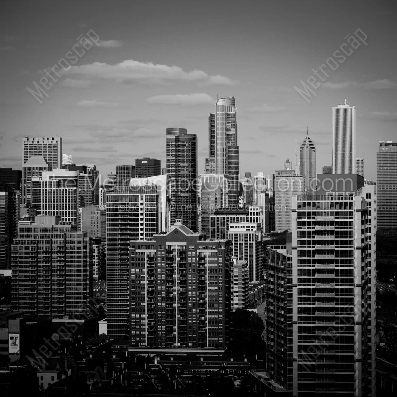downtown chicago from mccormick place Black & White Wall Art