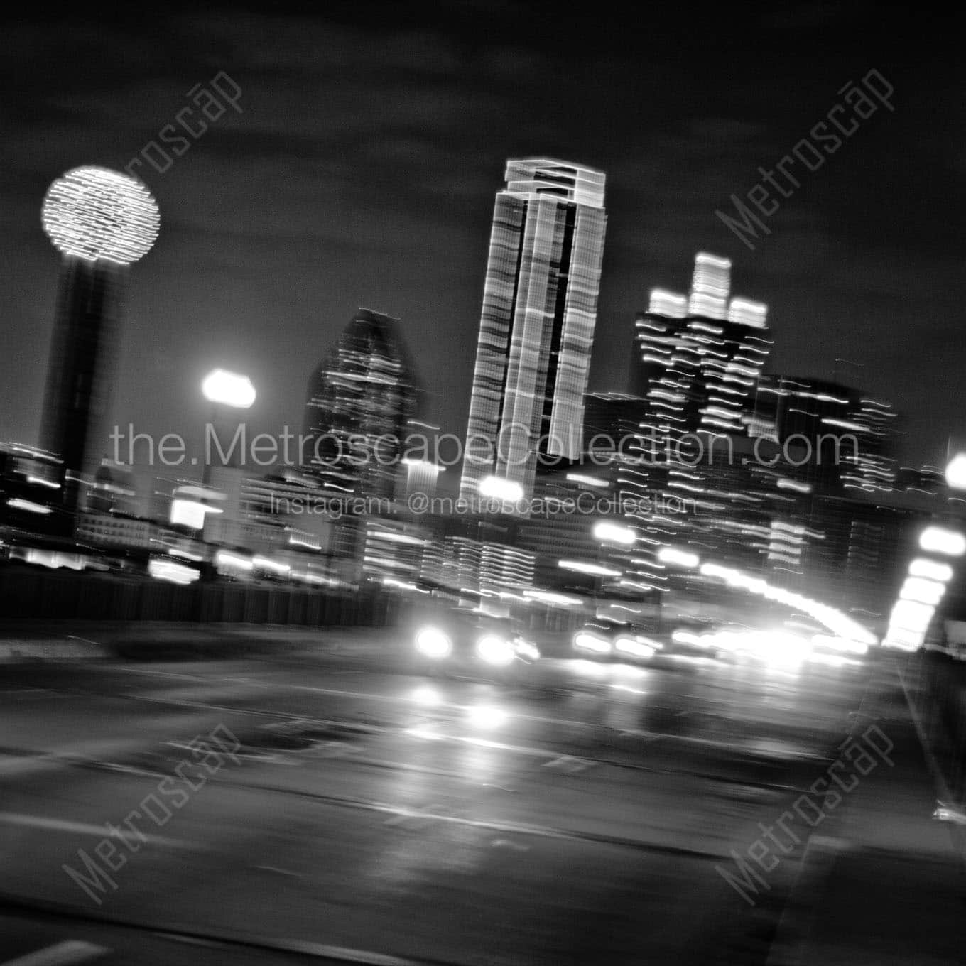 downtown dallas houston viaduct Black & White Wall Art