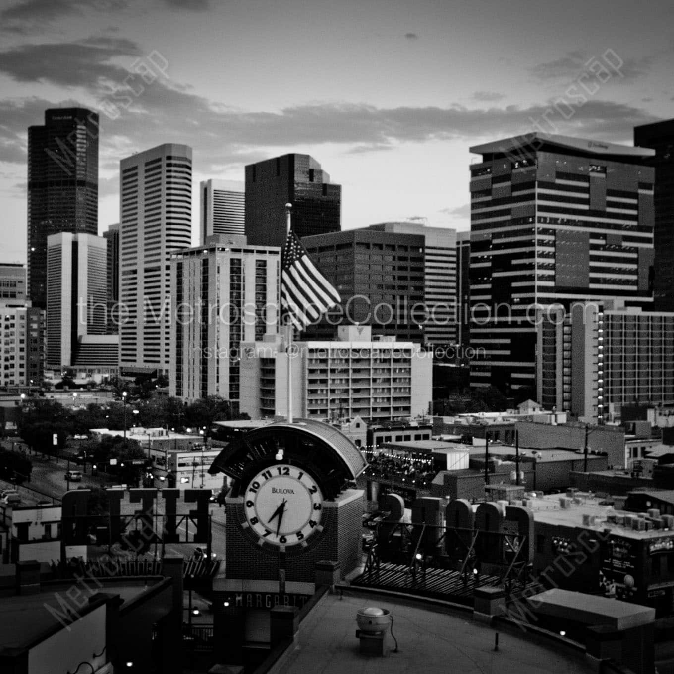 downtown denver city skyline Black & White Wall Art