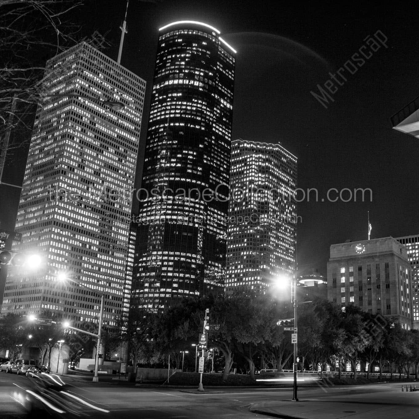 downtown houston texas Black & White Wall Art