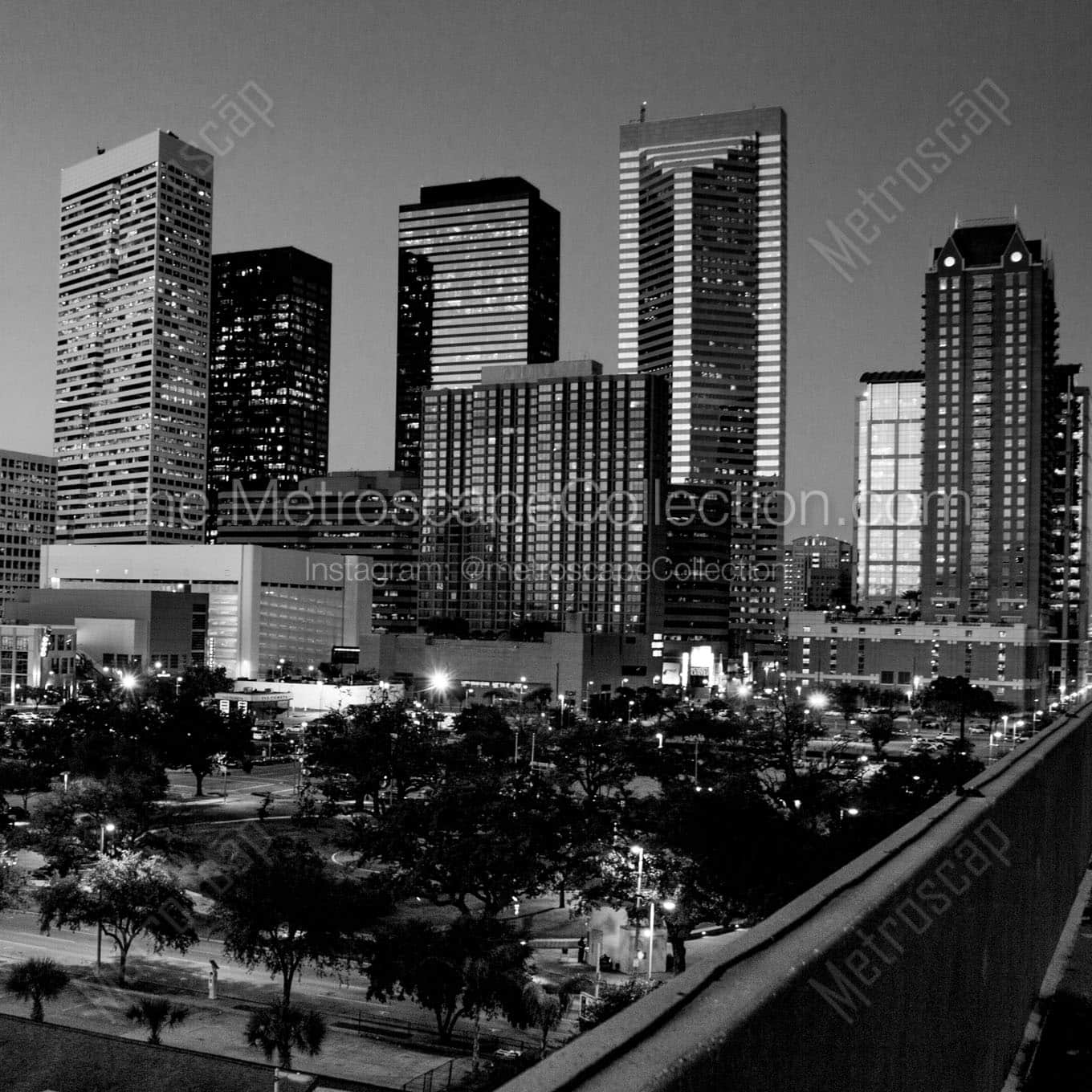 downtown houston tx skyline Black & White Wall Art