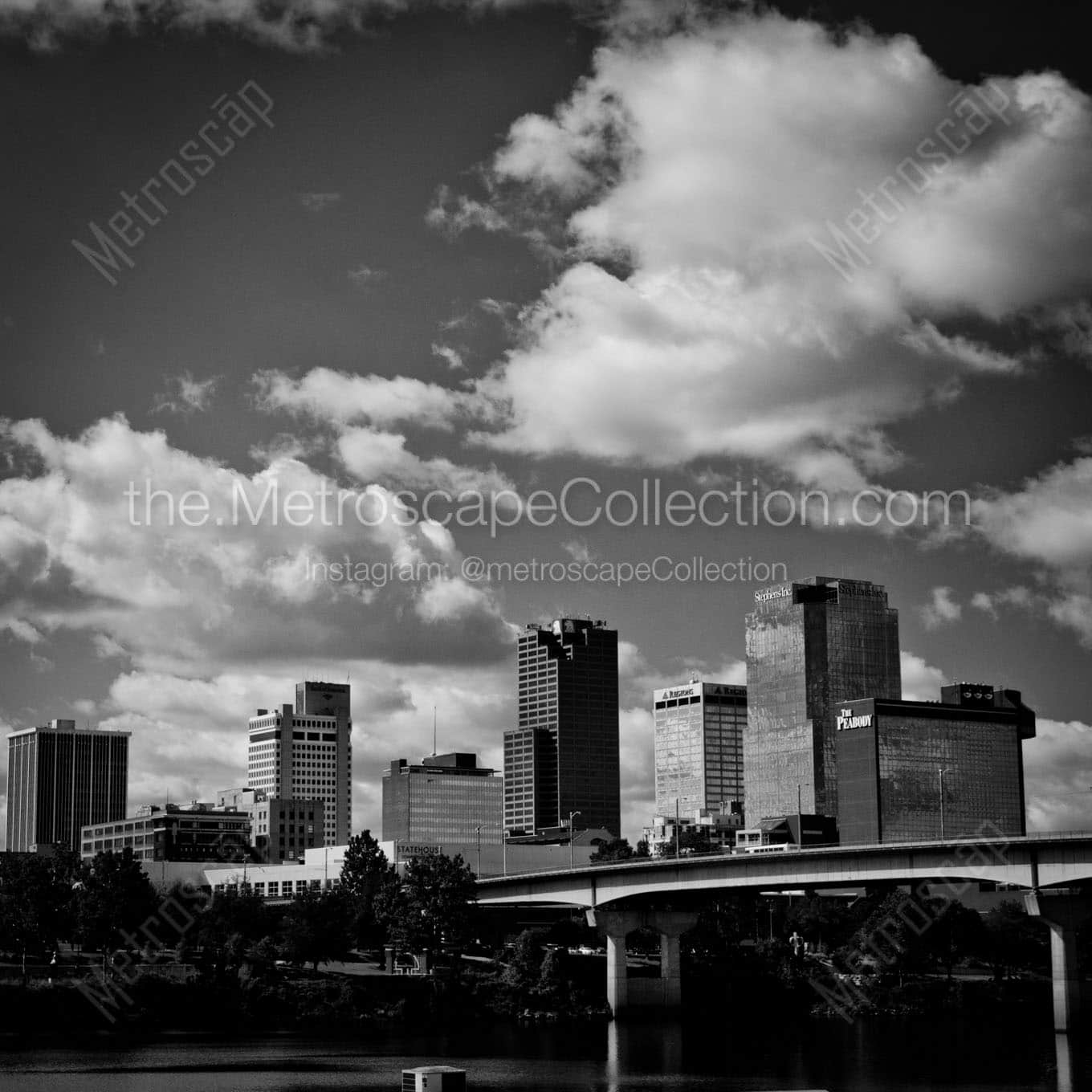 downtown little rock arkansas skyline Black & White Wall Art