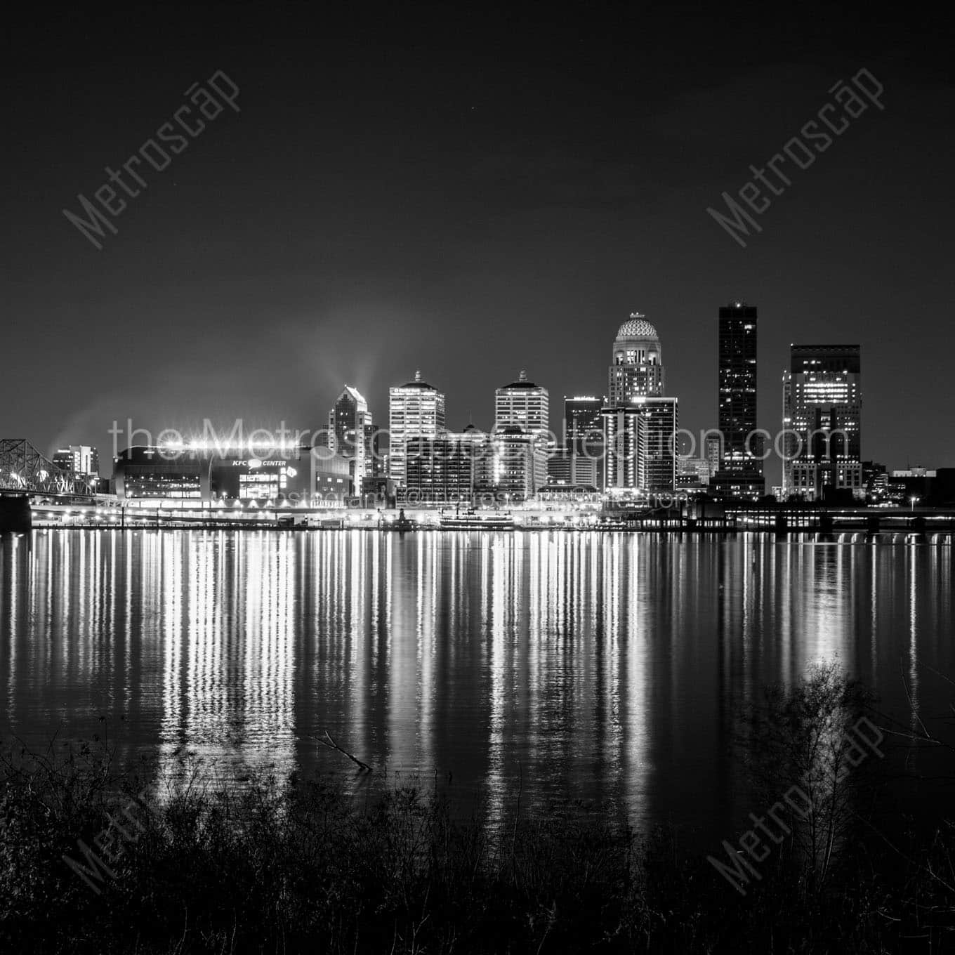 downtown louisville ky skyline Black & White Wall Art