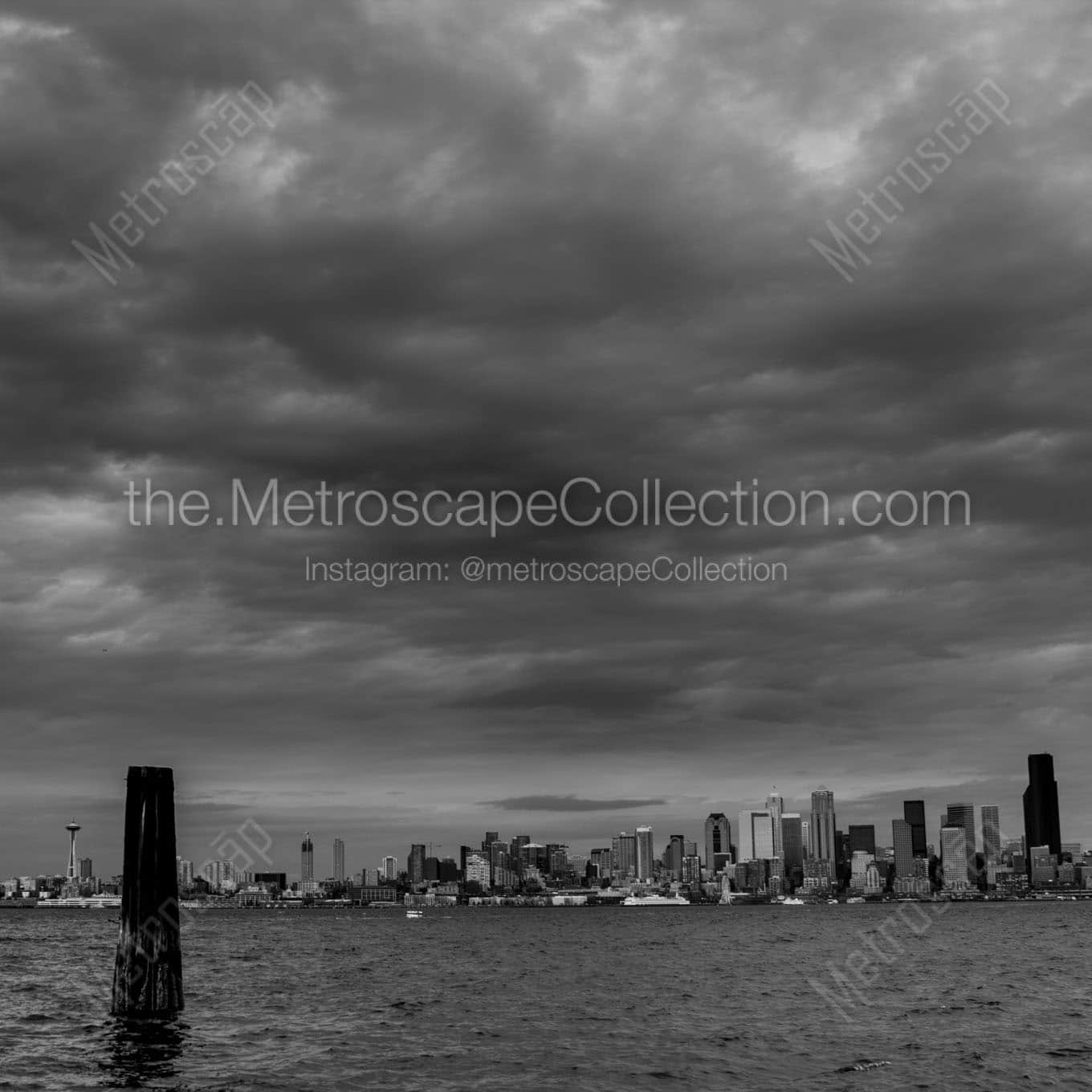 downtown seattle seacrest park Black & White Wall Art