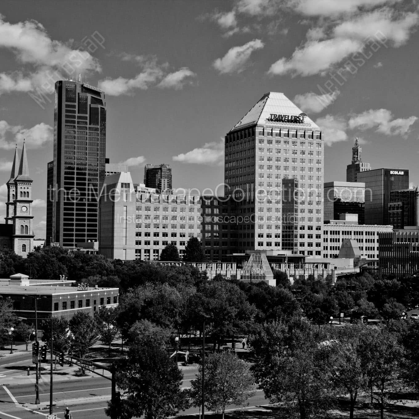 downtown st paul mn skyline Black & White Wall Art