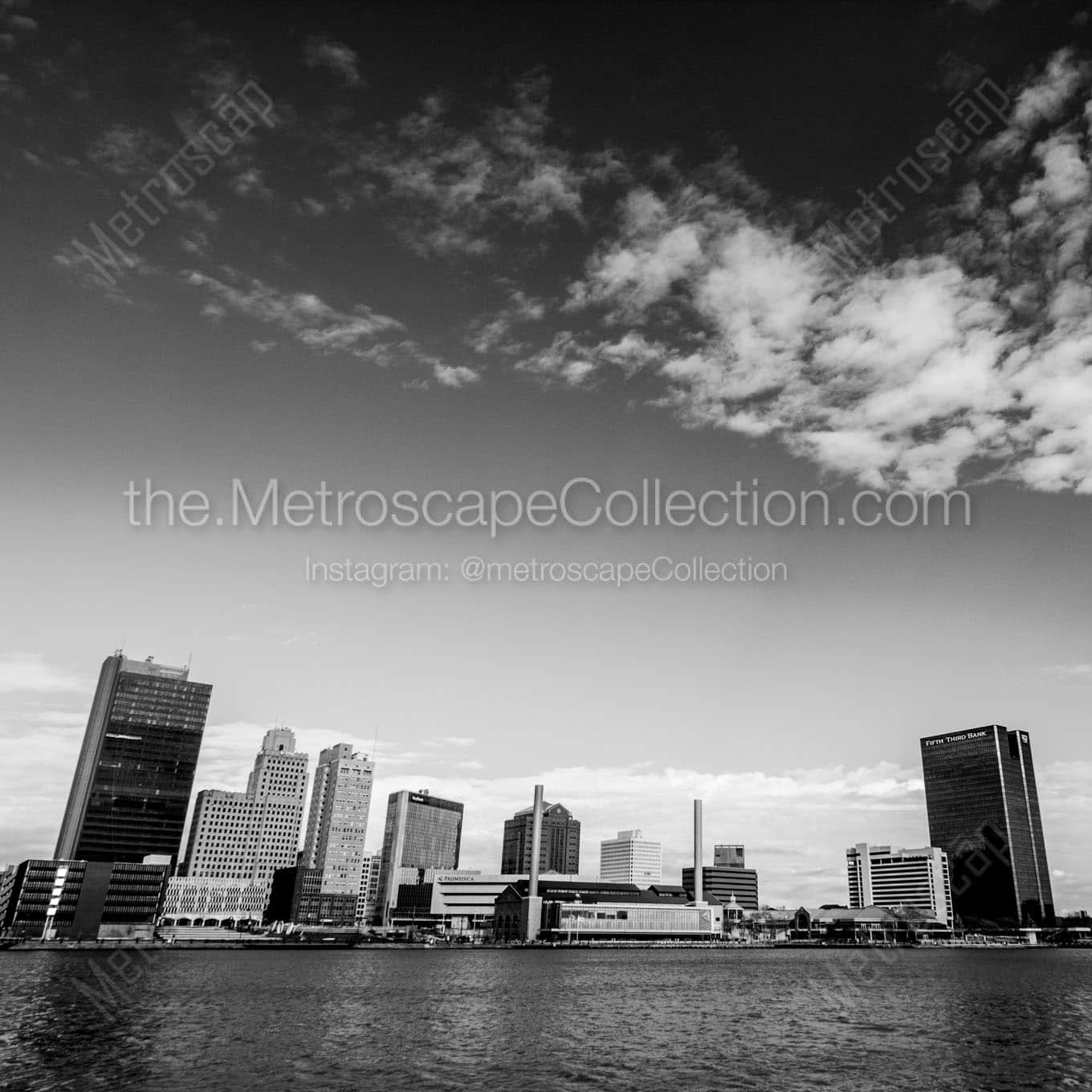 downtown toledo city skyline Black & White Wall Art